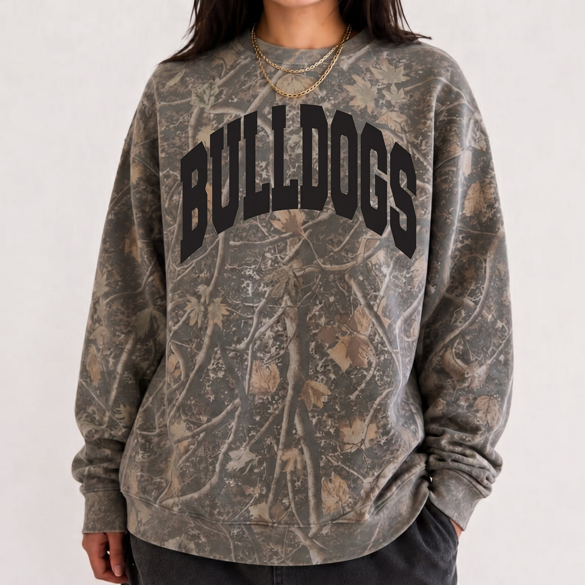 Custom Mascot Camo Sweatshirt | Personalized Team Game Day Crewneck