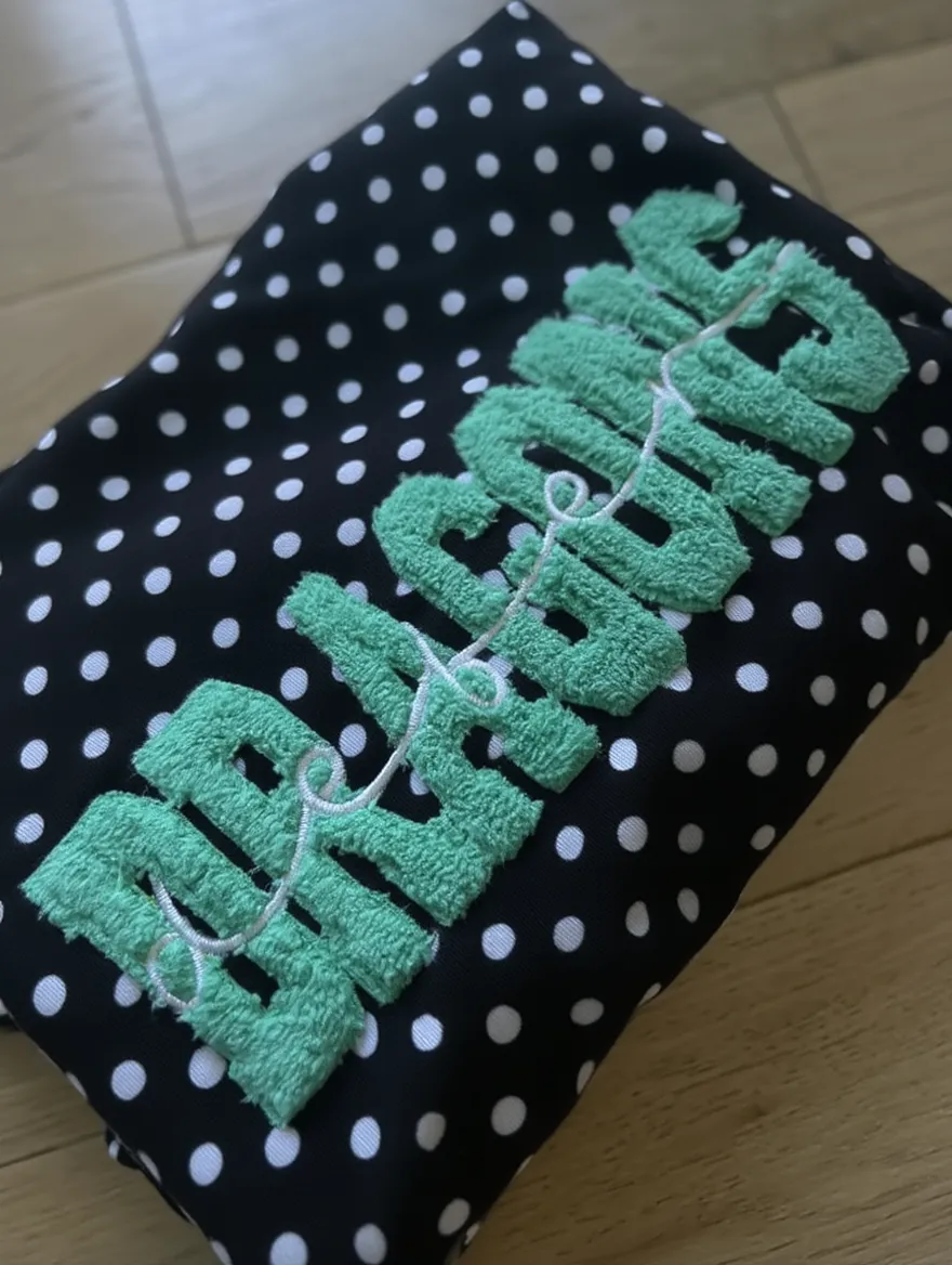 Custom Embroidered Applique patch College Polka Dot Sweatshirt | Gifts for Sports Mom