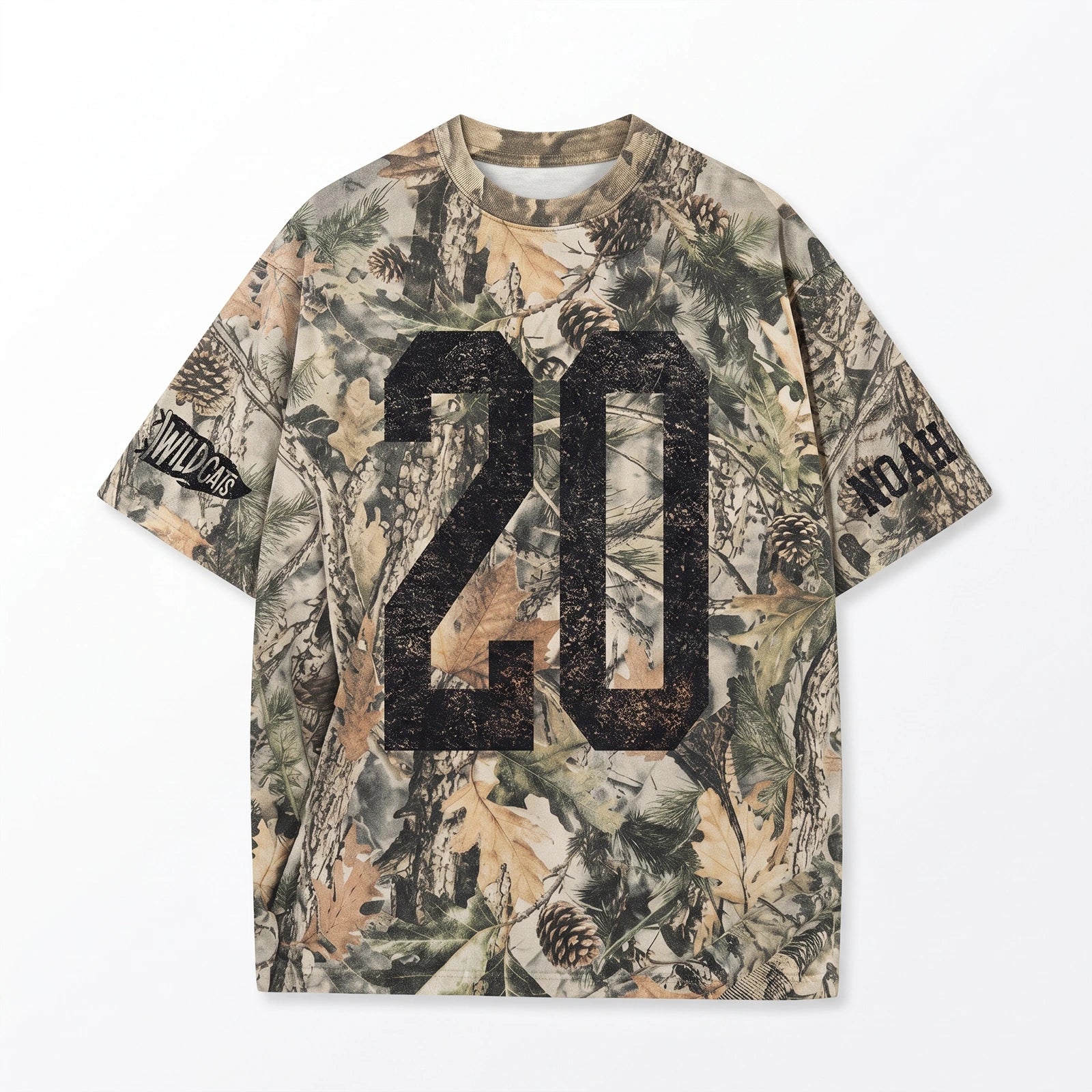 Custom Vintage Varsity Number or Letter Sport Team Camo Sweatshirt