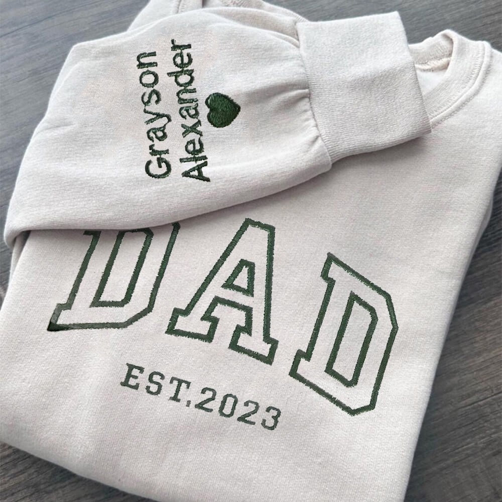 Personalized Dad Embroidered Sweatshirt Hoodie With Kids Names Unique Father's Day Gifts