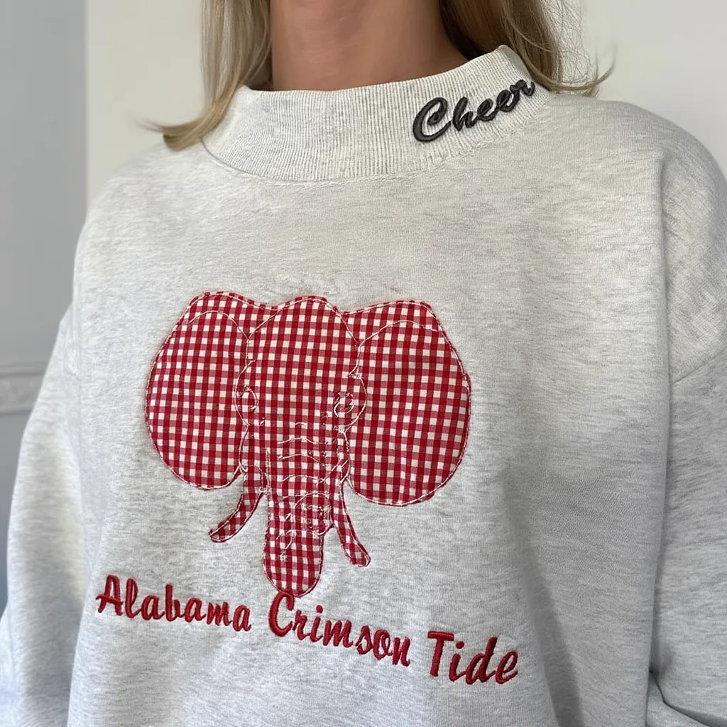 Custom Mascot Applique Mockneck Sweatshirt Applique Embroidered Side Bow Pullover