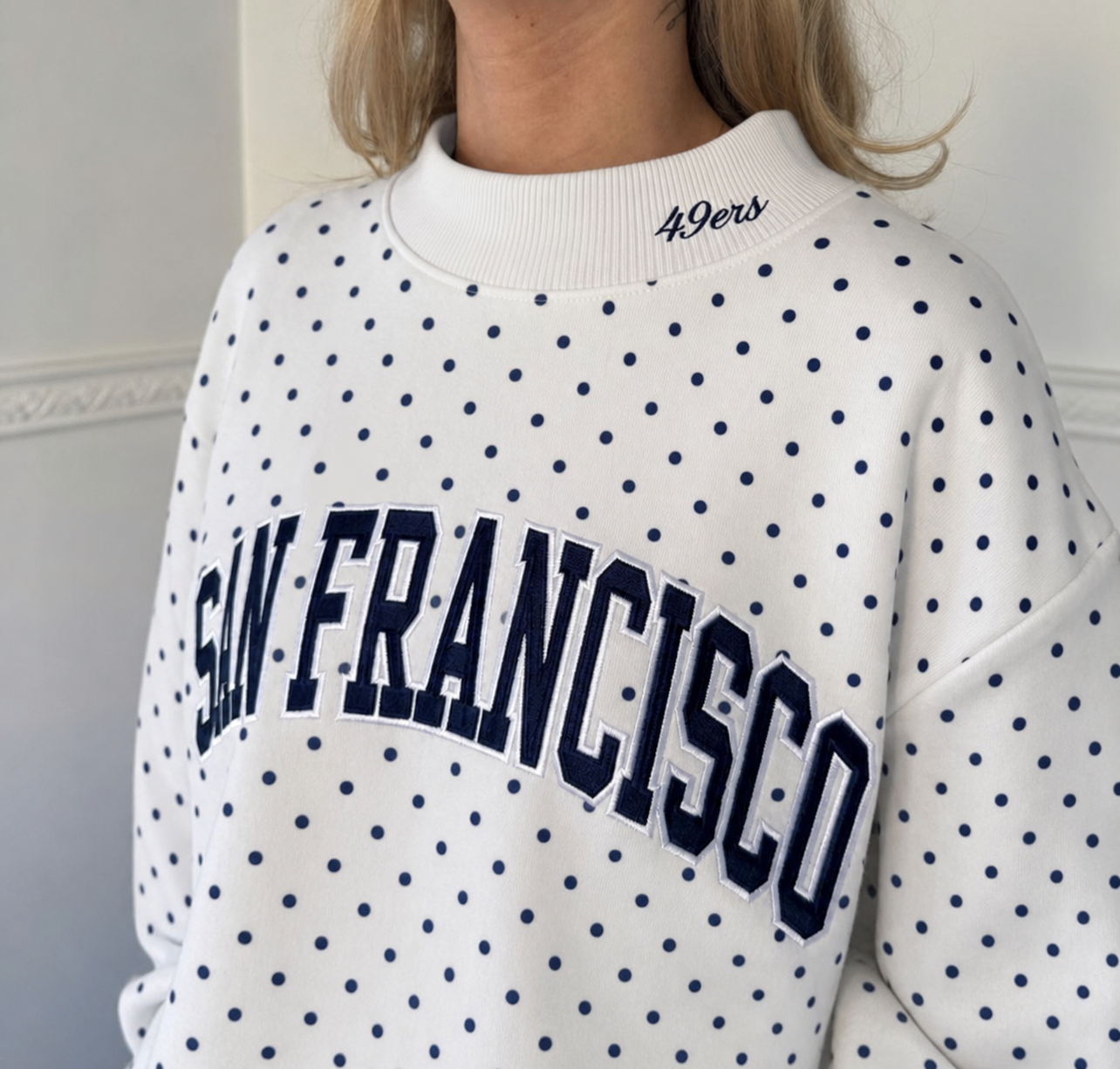 Custom Embroidered Team Name Polka Dot Mockneck – Stand-up Collar
