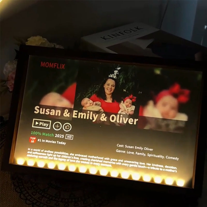 🎬 MOM/MUMFLIX Personalized Mother’s Day Photo Light Frame | Mother's Day Gift