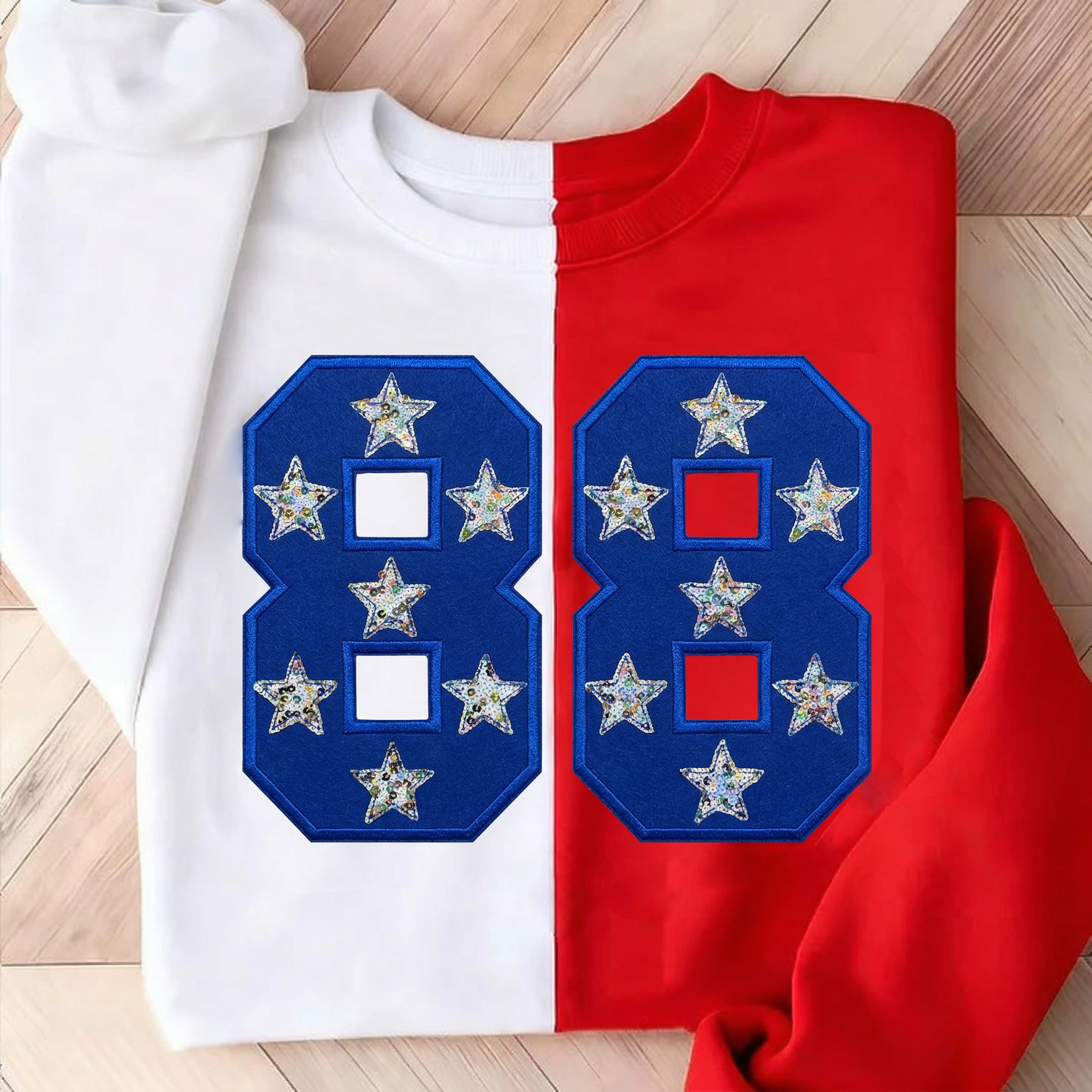 Custom Two Tone Sequin & Glitter Team Number & Letters Sweatshirt – Personalized Numbers Sweatshirt | Gifts for Sports Mom