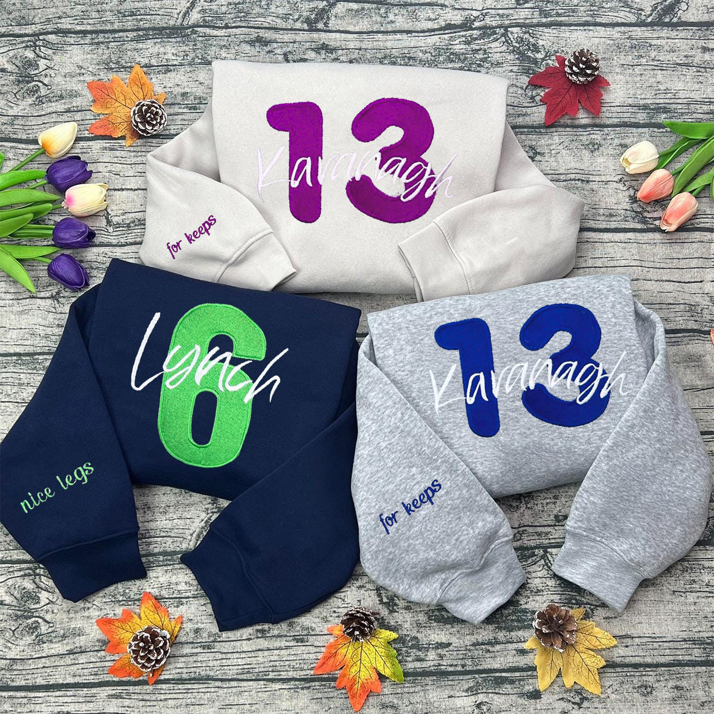 Custom Team Number Embroidered Sweatshirt/Sports Family Sweatshirt