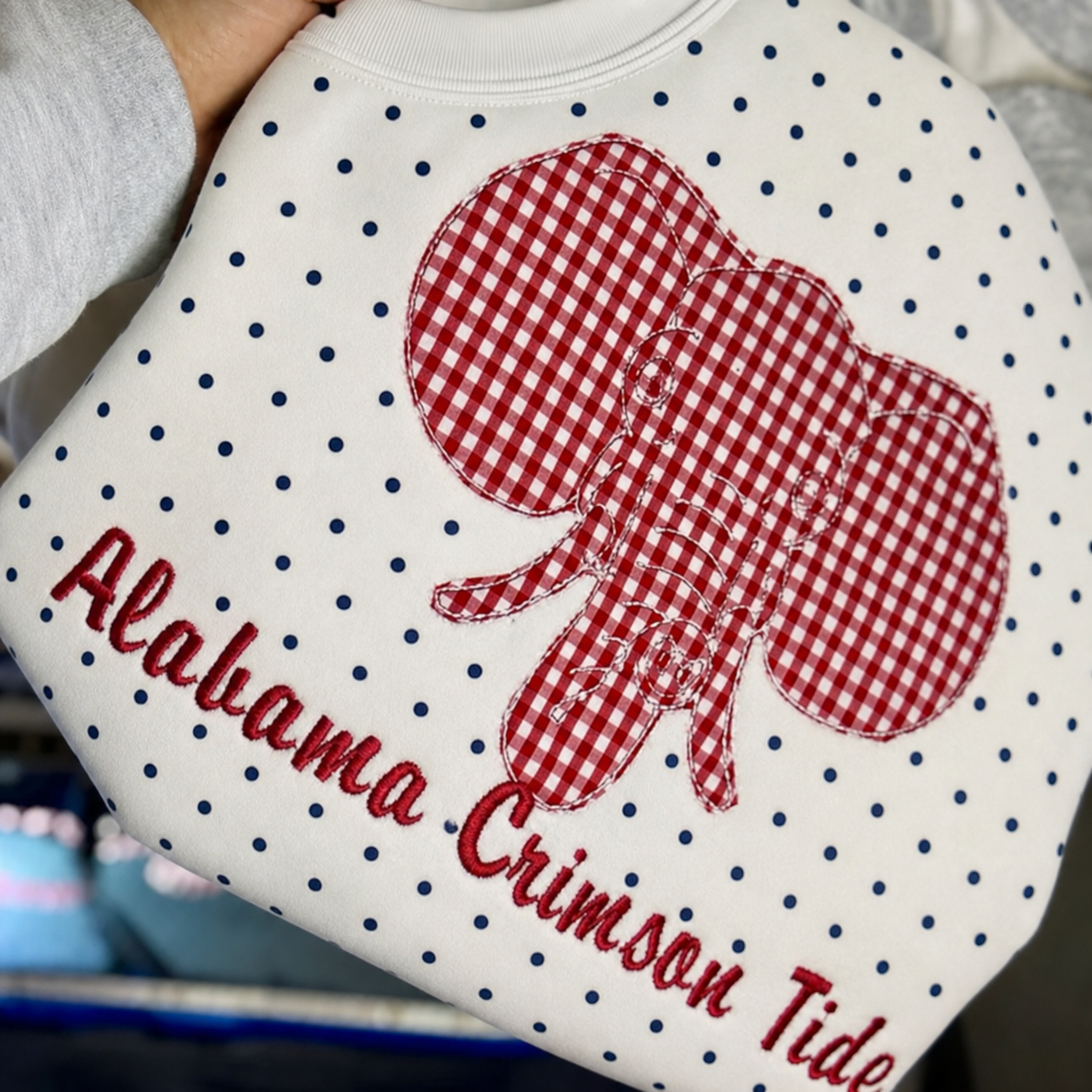 Custom Mascot Applique Patchwork Team Polka Dot Sweatshirt T-shirt Hoodie