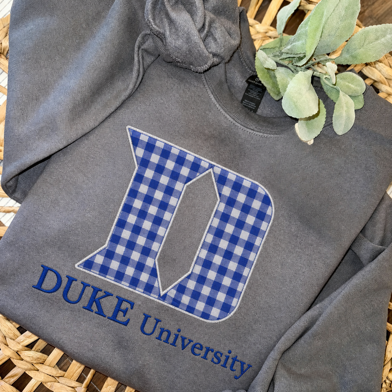 Custom DUKE Sweatshirt Applique Embroidered Side Bow Pullover