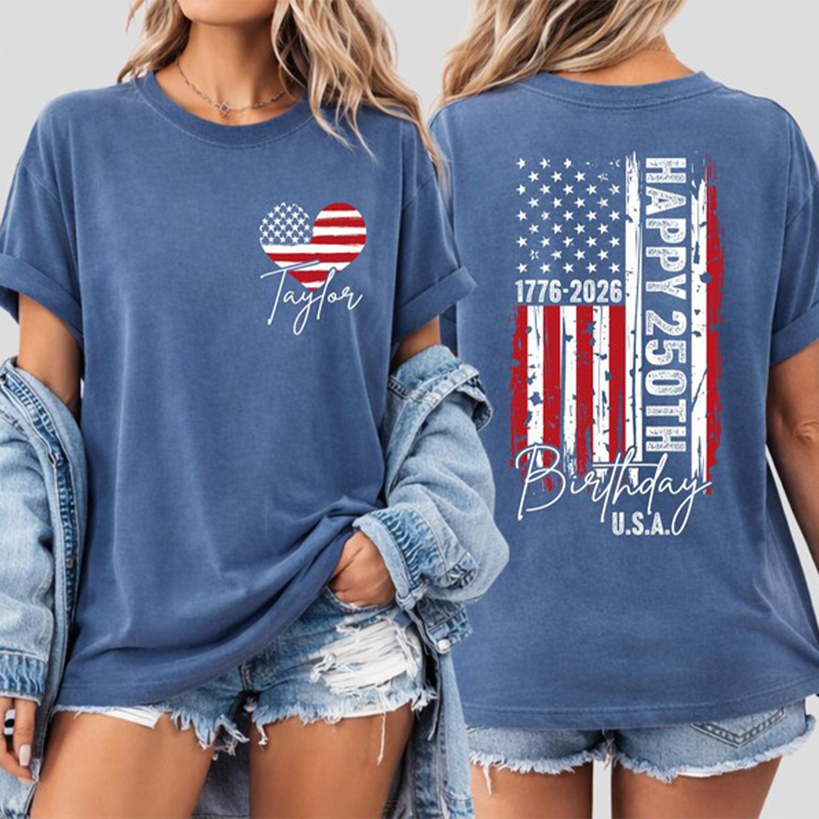 Custom USA 250th Birthday Shirt 1776-2026 | Personalized Independence Day Patriotic Tee with Name