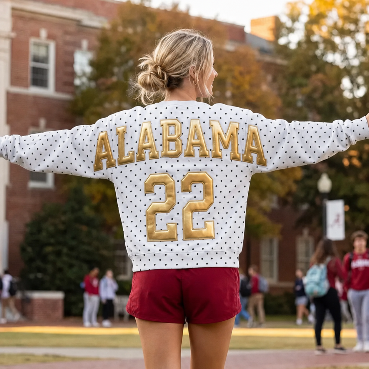 Custom Metallic Puff Football Polka Dot Sweatshirt Personalized Team Name and Number | Game Day Wear