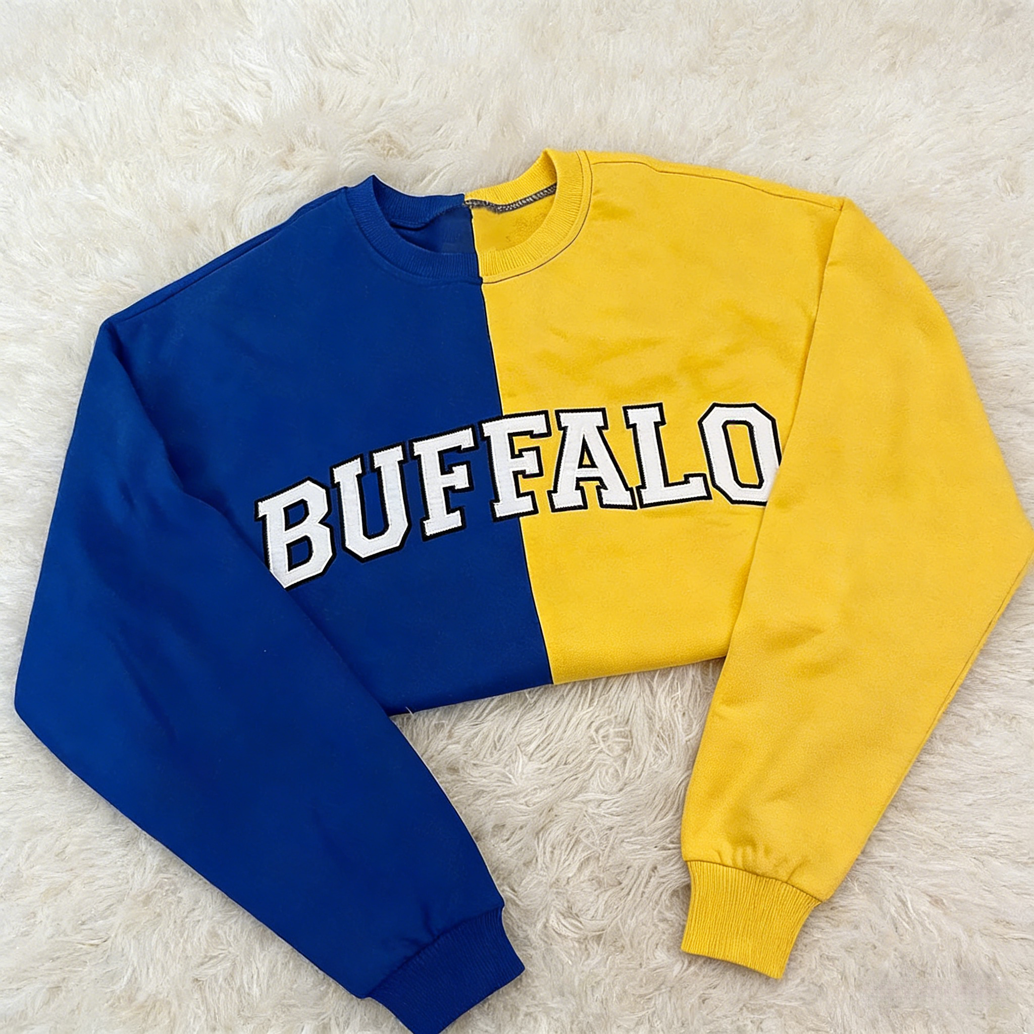 Personalized Embroidered Split Two Tone Crewneck Custom Team Name Color Block Sweatshirt