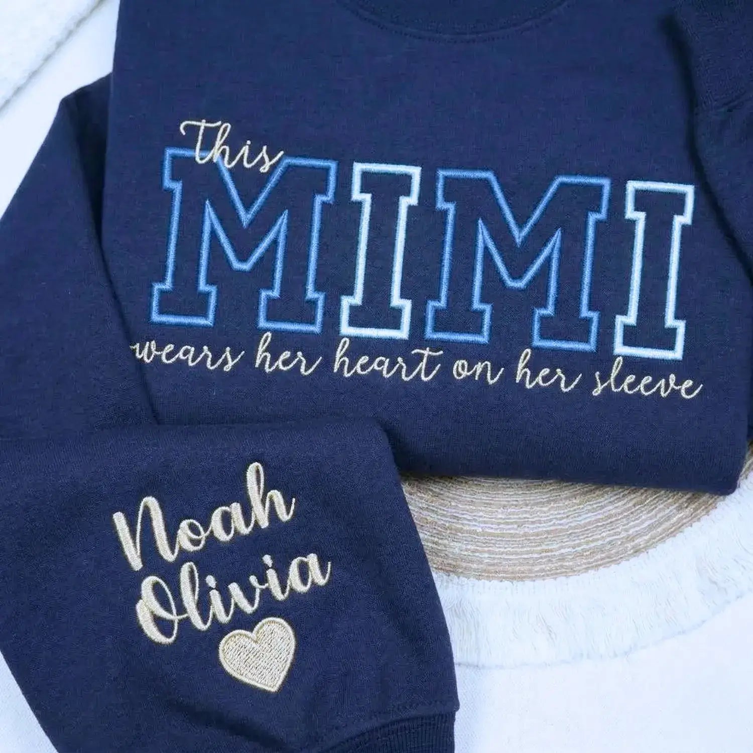 Custom Embroidered This Mimi Wears Her Heart on Her Sleeve Sweatshirt | Mother's Day Gift