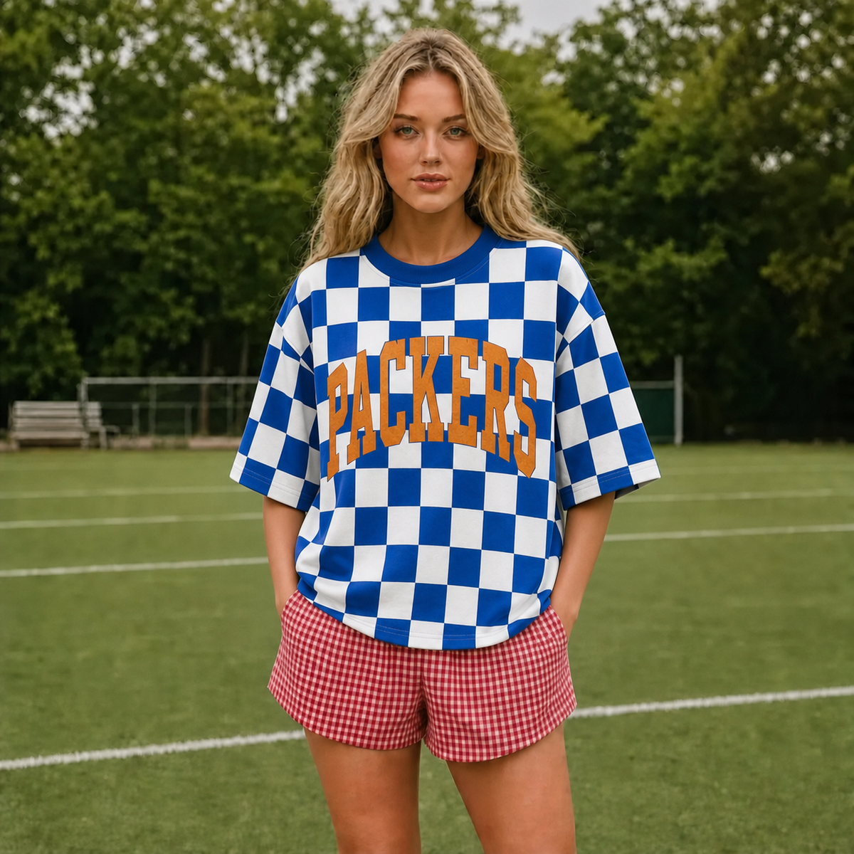 Custom College Team Name Checkered Pattern Apparel | Game Day Wear