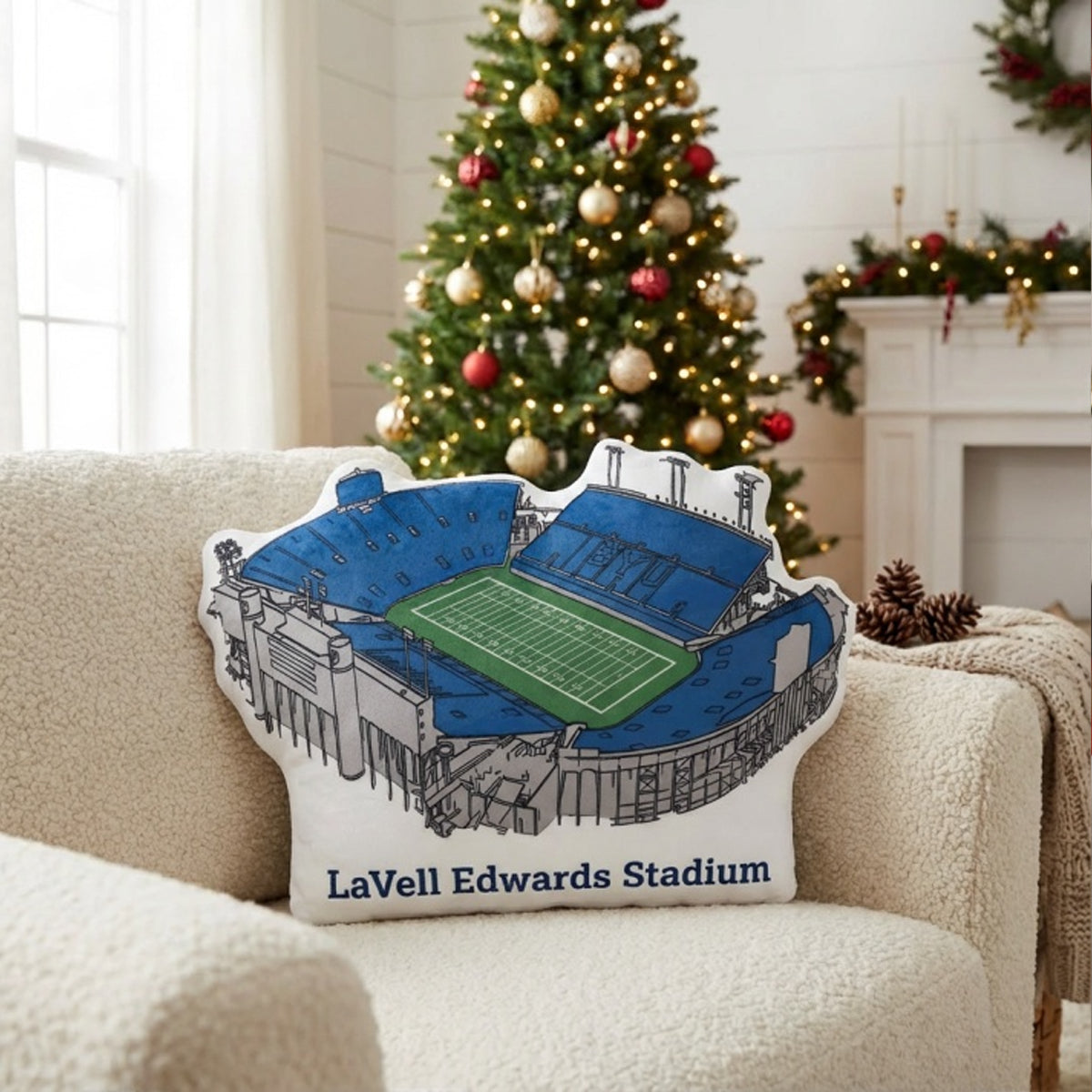 LaVell Edwards Stadium Pillow | Game Day, Christmas for Sports Fans