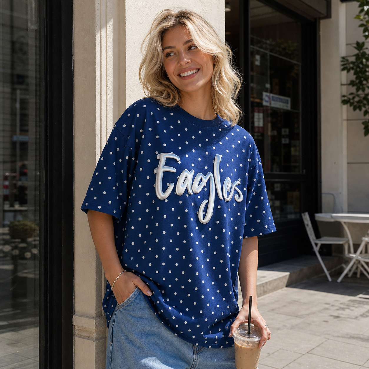 Custom 3D Puff Print Team Polka Dot T-shirt | Gifts for Sports Mom | Game Day Wear
