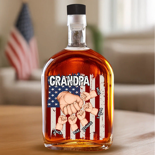 Power, Love, Legacy - Family Personalized Custom Whiskey Bottle - Father's Day, Gift For Dad, Grandpa