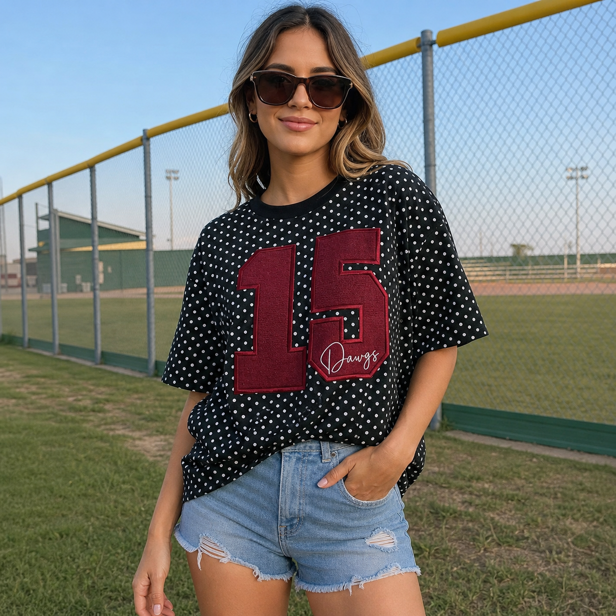 Custom Team Number Mascot Polka Dot T-shirt – Personalized Numbers T-shirt | Gifts for Sports Mom | Game Day Wear