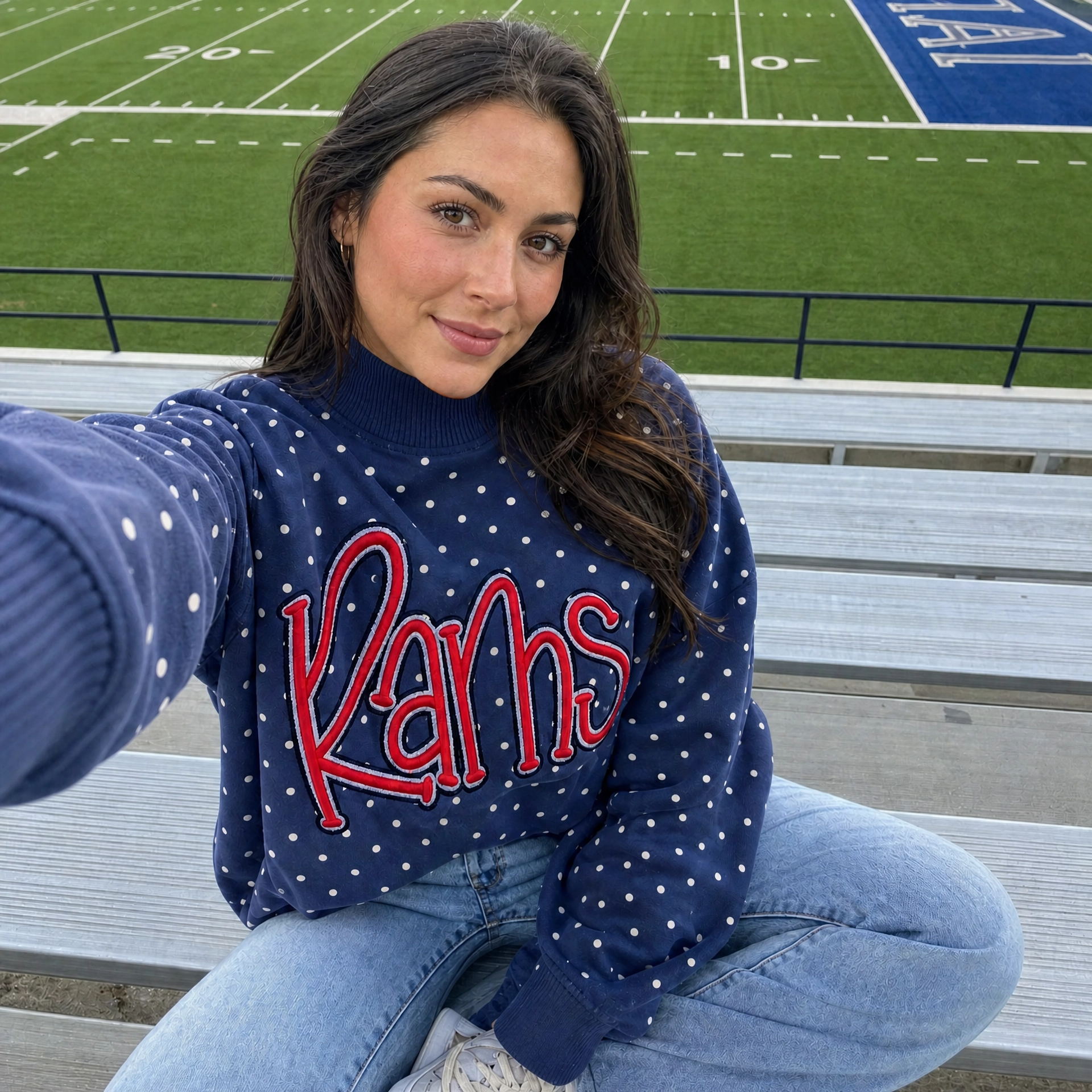 Custom College Team 3D Embroidered Polka Dot Mockneck | Game Day Wear