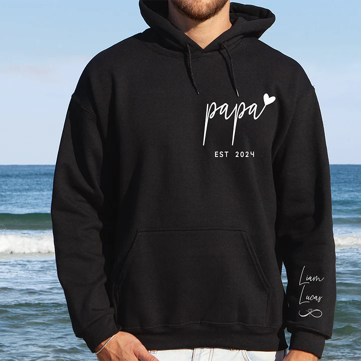 Custom Dad/Papa Sweatshirt with Kids Names On Sleeve | Father's Day Gift
