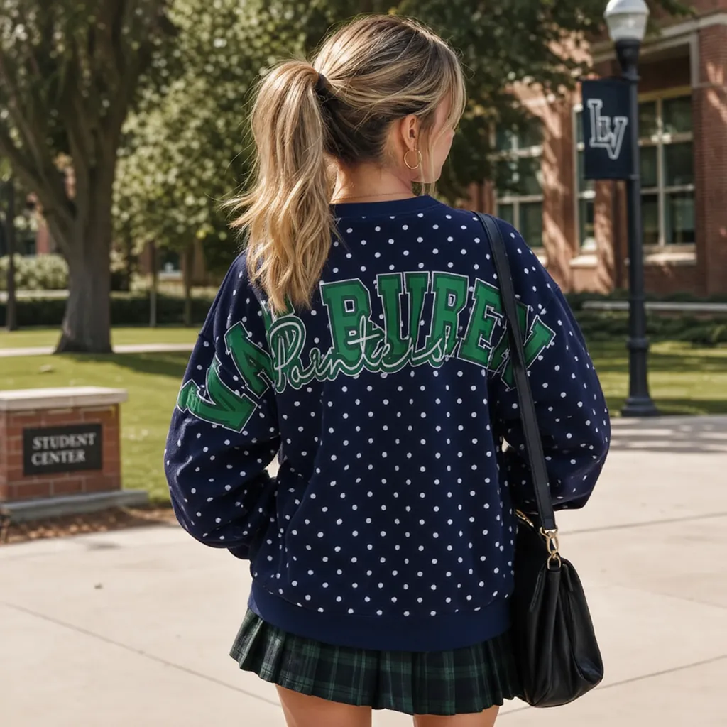 Custom School Spirit Varsity Sweatshirt Personalized School Team Mascot Names Front & Back Varsity Design | Game Day Wear