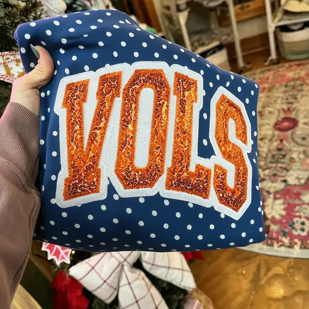 Personalized Team Name Sequin Polka Dot Sweatshirt – Custom Game Day Crewneck, Hoodie or T-Shirt | Game Day Wear