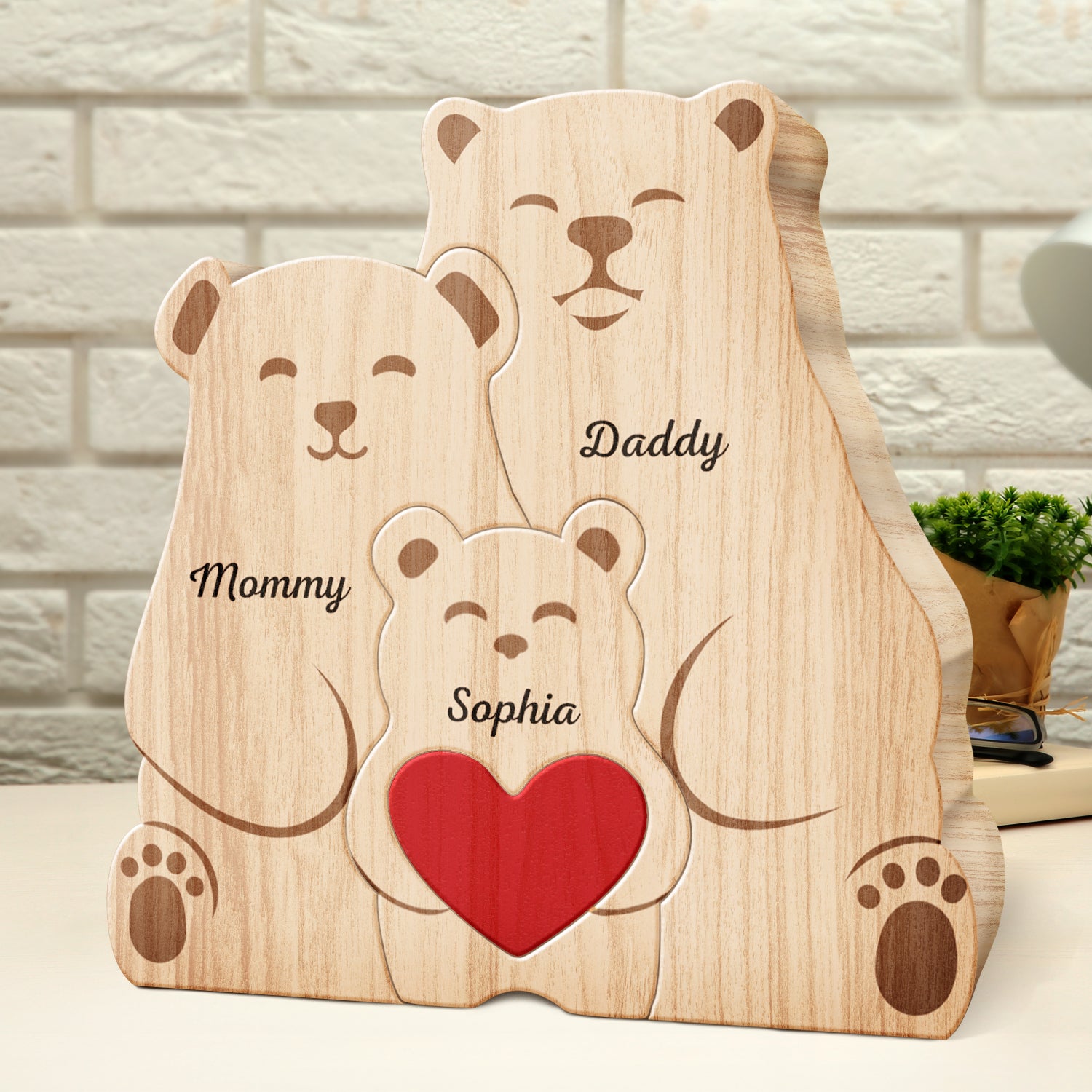 Family Bears Personalized Wooden Puzzle - Mother's Day Gift