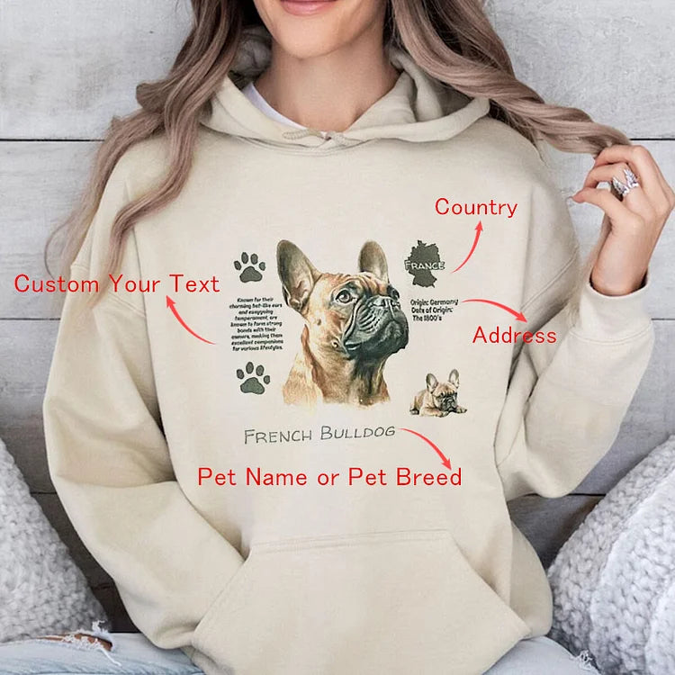Custom Dog Photo T-shirt Sweatshirt Hoodie, With Name and Country