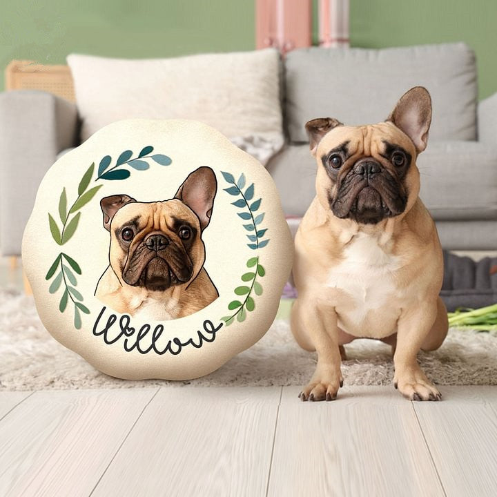 Custom Dog Portrait Flower Plush Pillow - Personalized Gifts For Pets