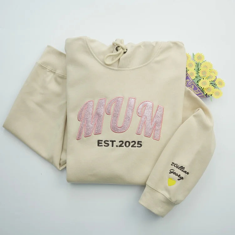 Custom Embroidered Applique Glitter MUM Sweatshirt | Gift for MAMA | Mother's Day Gift