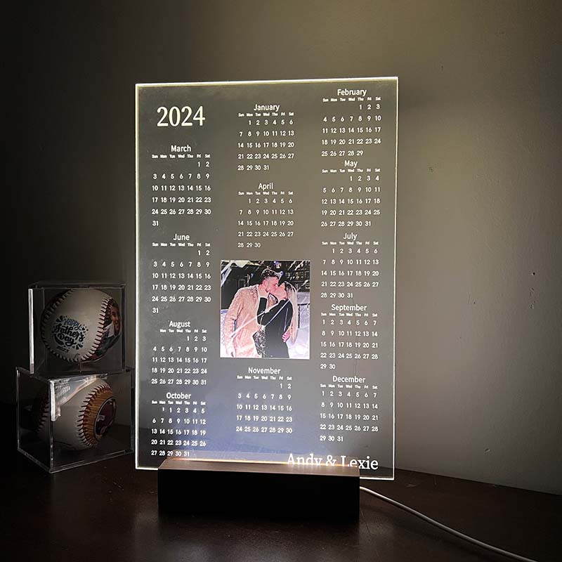 Personalized 2026 Calendar LED Light with Photo | Valentine's Day Gift | Couple Anniversary Gift