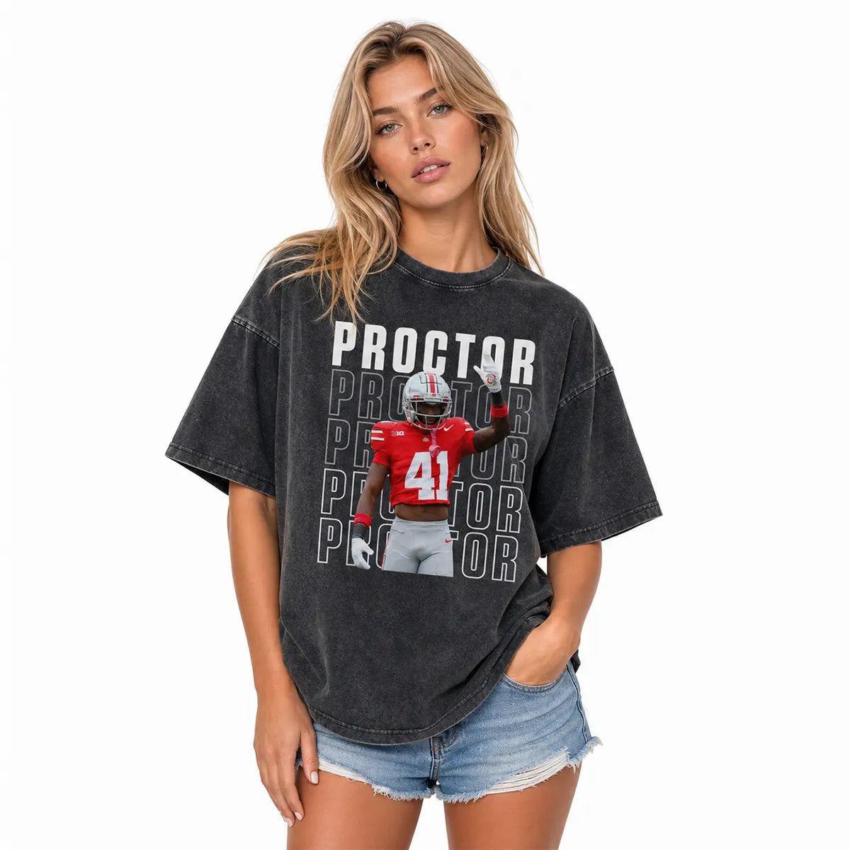 Custom Athlete Photo Sports T-Shirt – Personalized Athlete Name & Team Text Cheer Tee