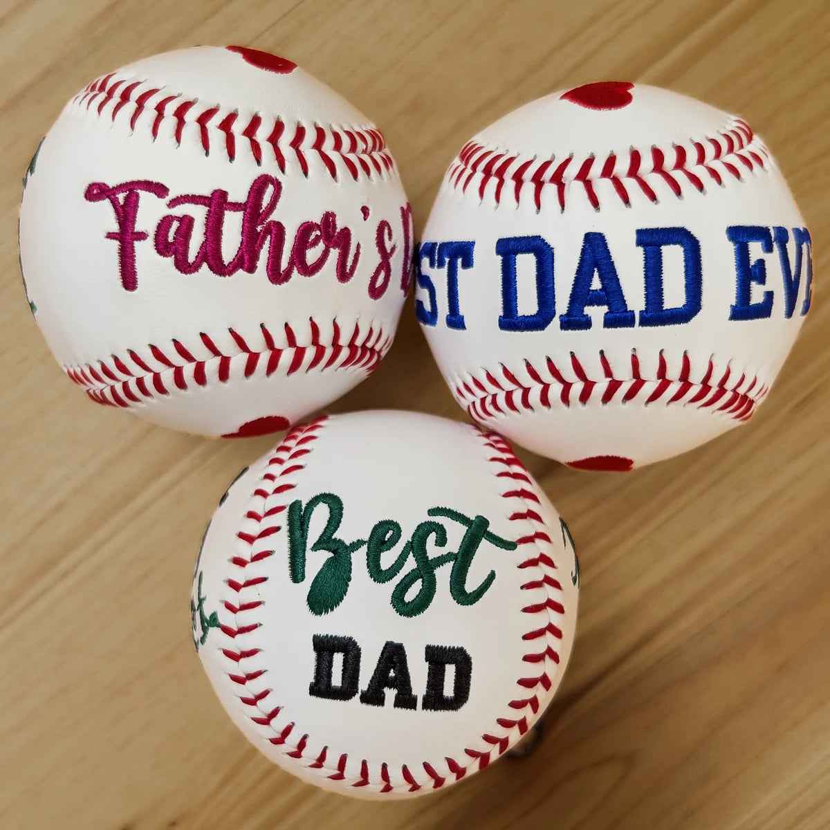 Custom Embroidered Father's Day Baseball & Softball with Kid's Name, Gift for Dad
