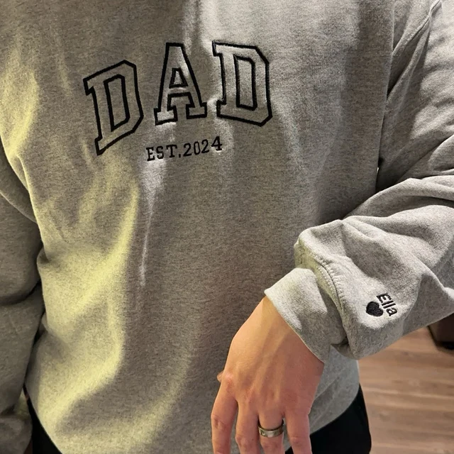 Custom Grandpa Embroidered Sweatshirt Hoodie With Date Father's Day Gifts