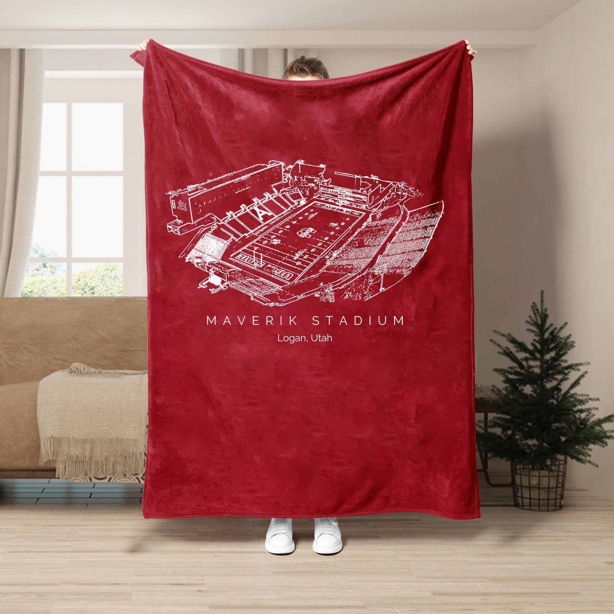 Custom Stadium Blanket Maverik Stadium - Utah State Aggies football,College Football Blanket