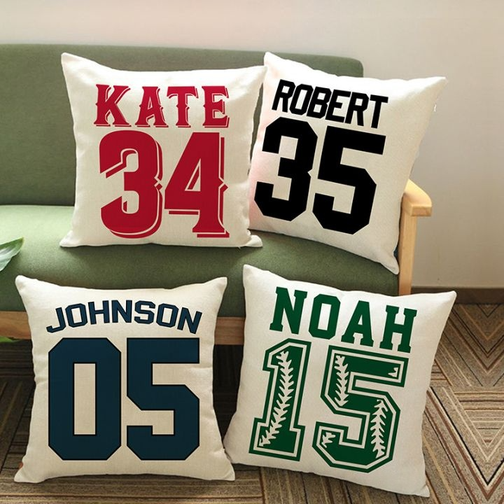 Personalized Sports-Inspired Pillow for Home Decor with Name and Number