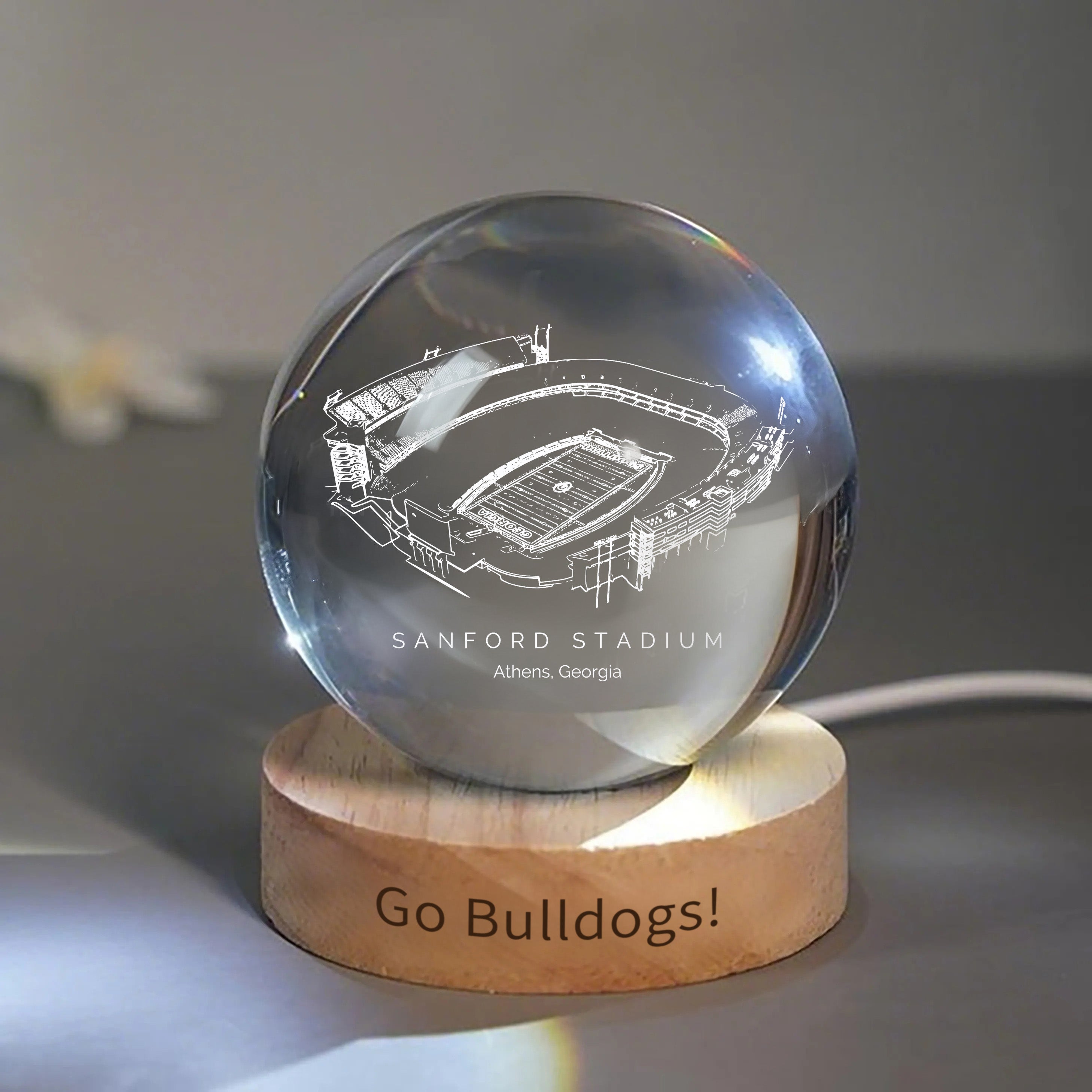 Sanford Stadium 3D Spherical Crystal Ball Lamp | Game Day, Christmas for Sports Fans