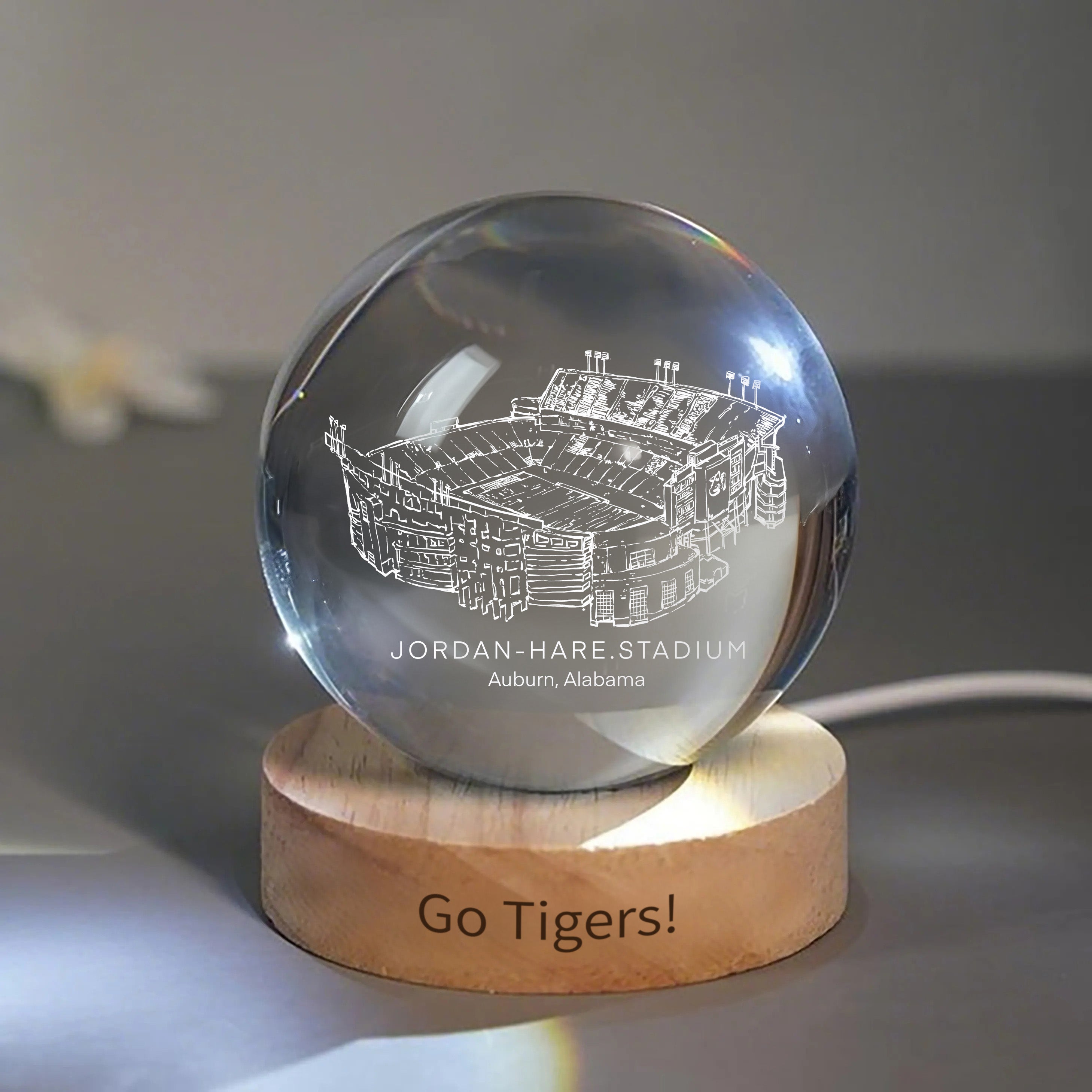 Jordan-Hare Stadium 3D Spherical Crystal Ball Lamp | Game Day, Christmas for Sports Fans