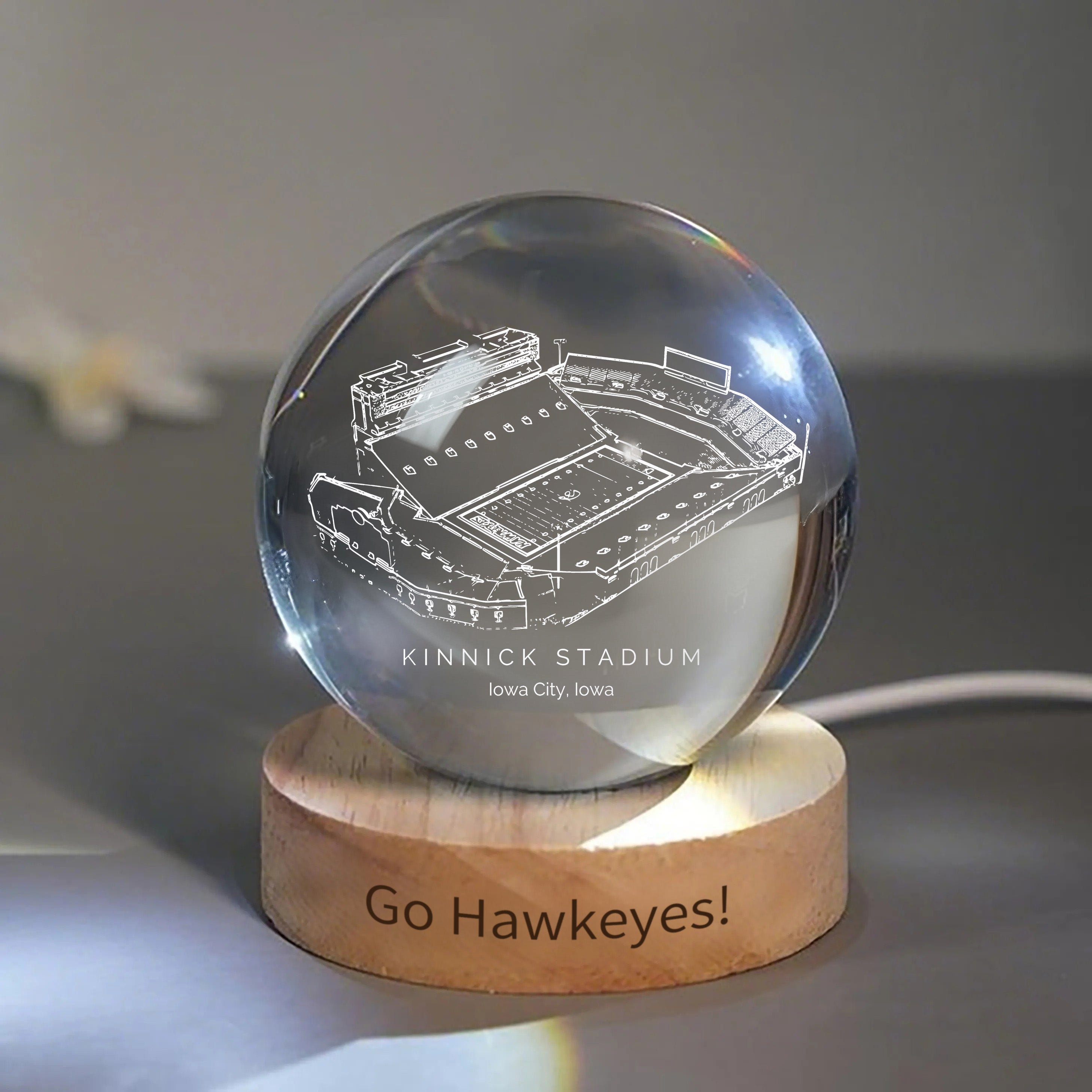 Kinnick Stadium 3D Spherical Crystal Ball Lamp | Game Day, Christmas for Sports Fans