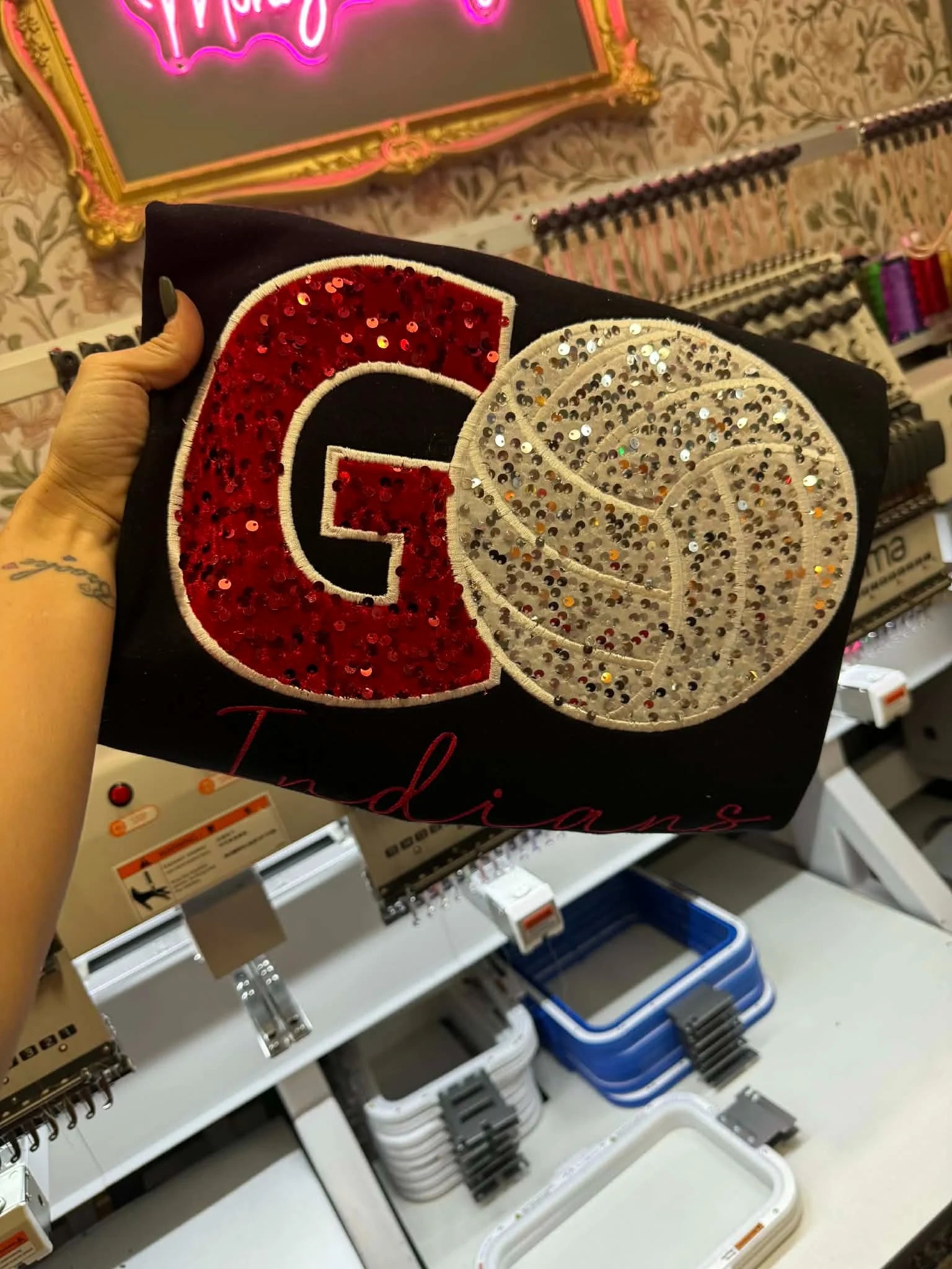 Custom Game Day Volleyball Sweatshirt – Sequin Varsity Letter | Gifts for Sports Mom