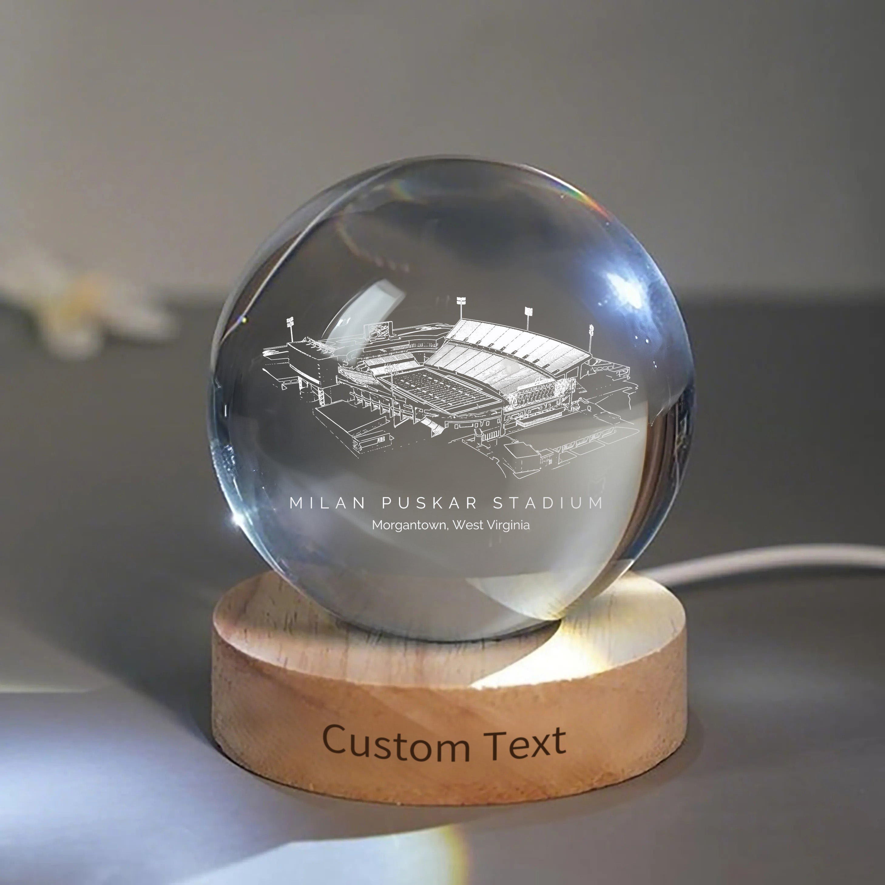 Milan Puskar Stadium 3D Spherical Crystal Ball Lamp | Game Day, Christmas for Sports Fans