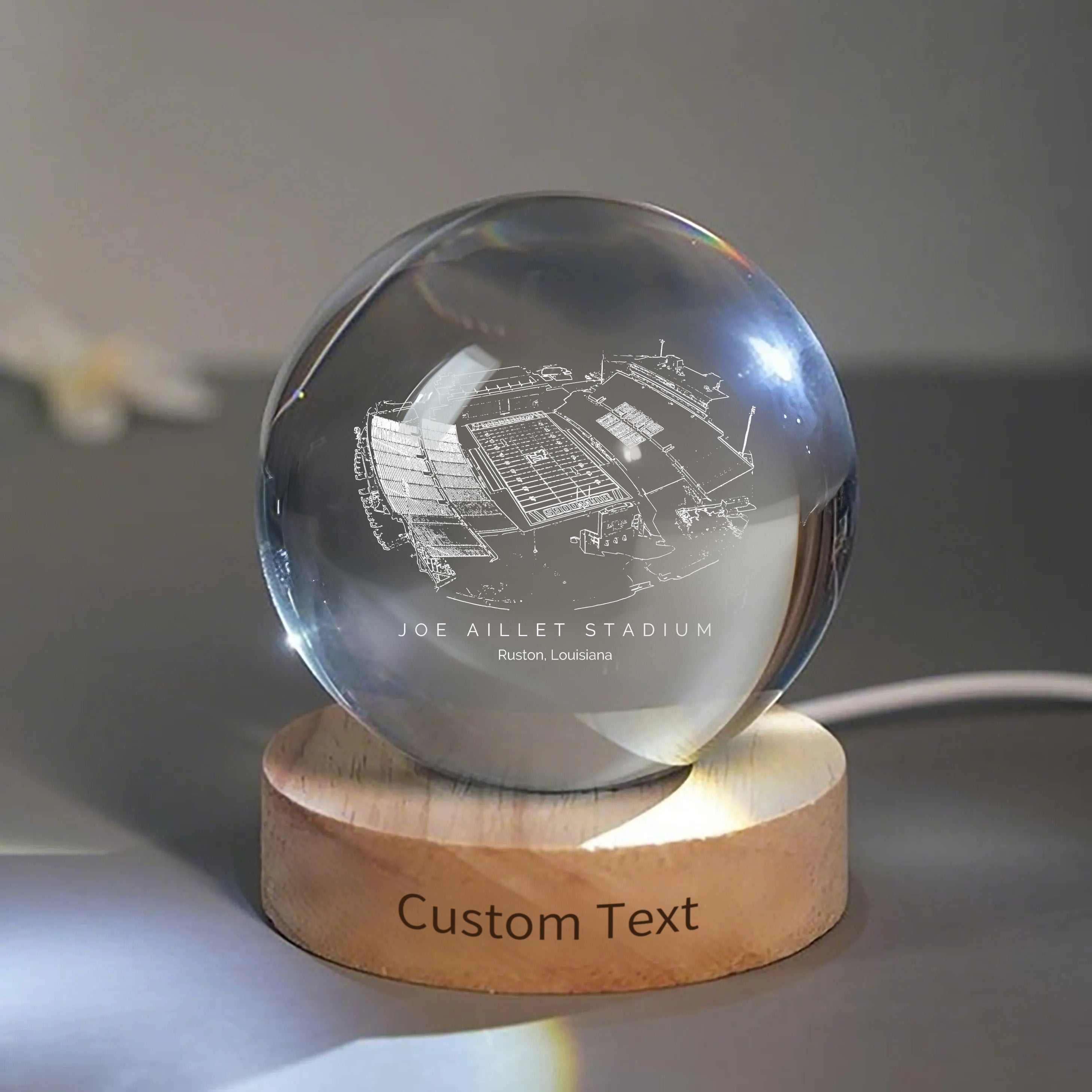 Joe Aillet Stadium 3D Spherical Crystal Ball Lamp | Game Day, Christmas for Sports Fans
