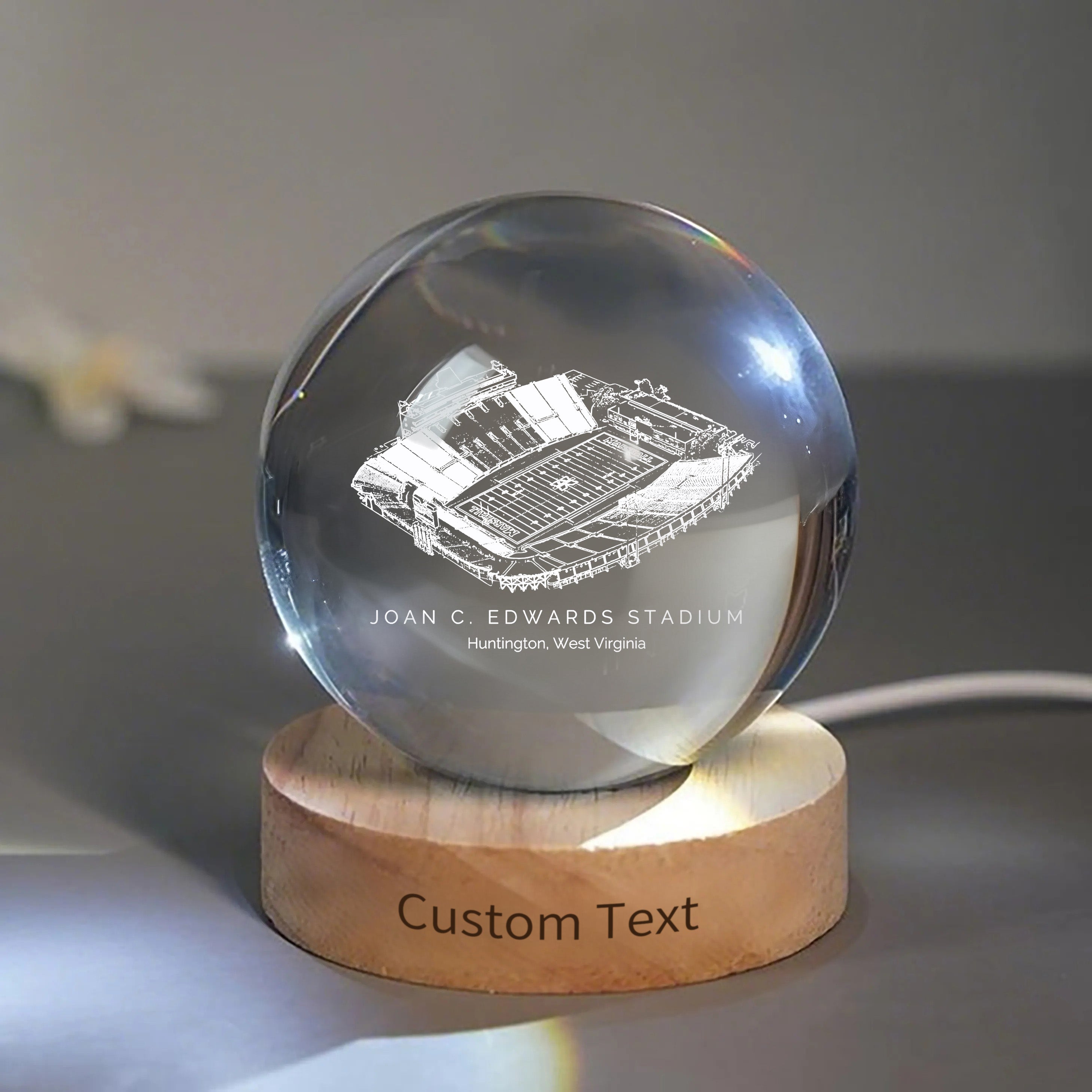 Joan C. Edwards Stadium 3D Spherical Crystal Ball Lamp | Game Day, Christmas for Sports Fans