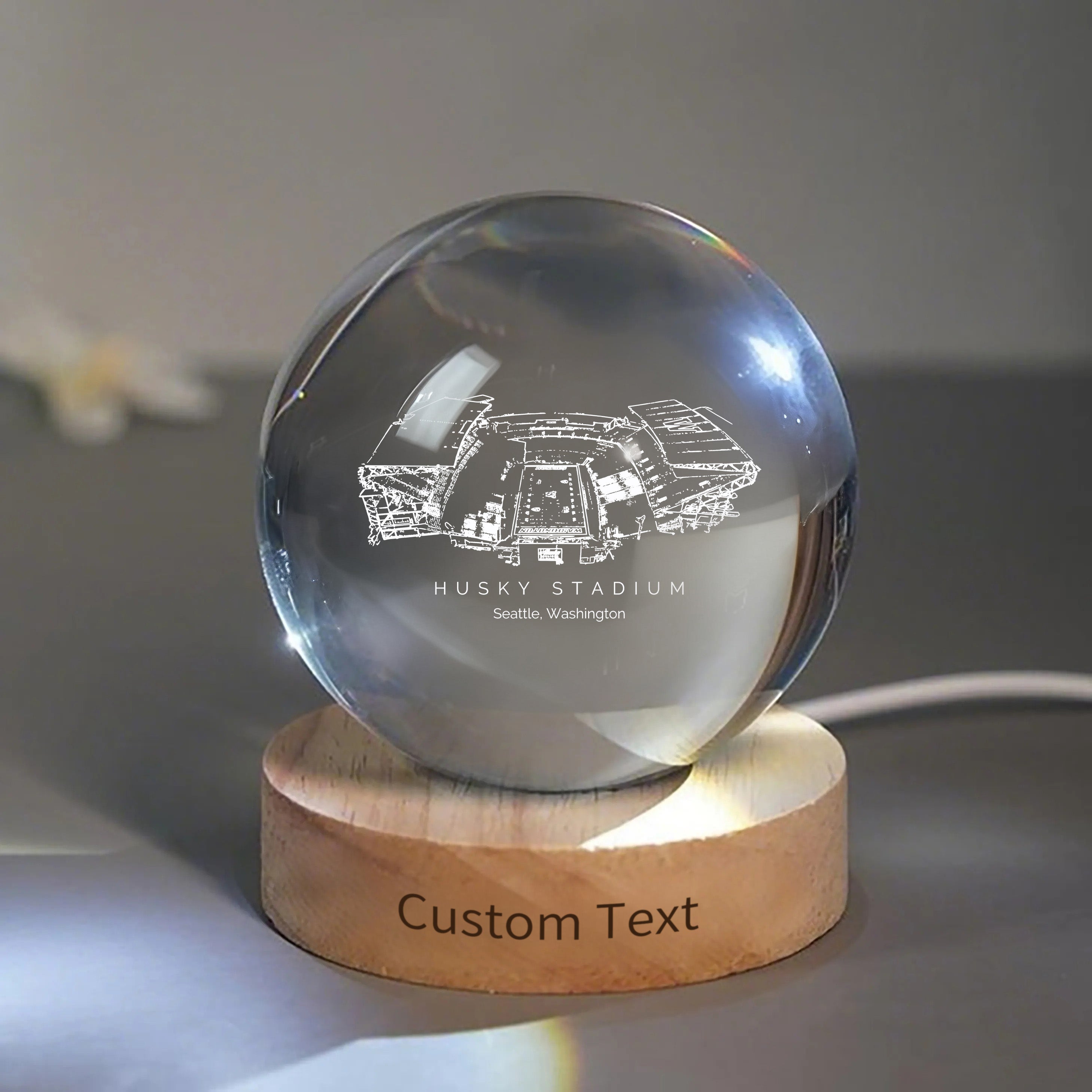 Husky Stadium 3D Spherical Crystal Ball Lamp | Game Day, Christmas for Sports Fans