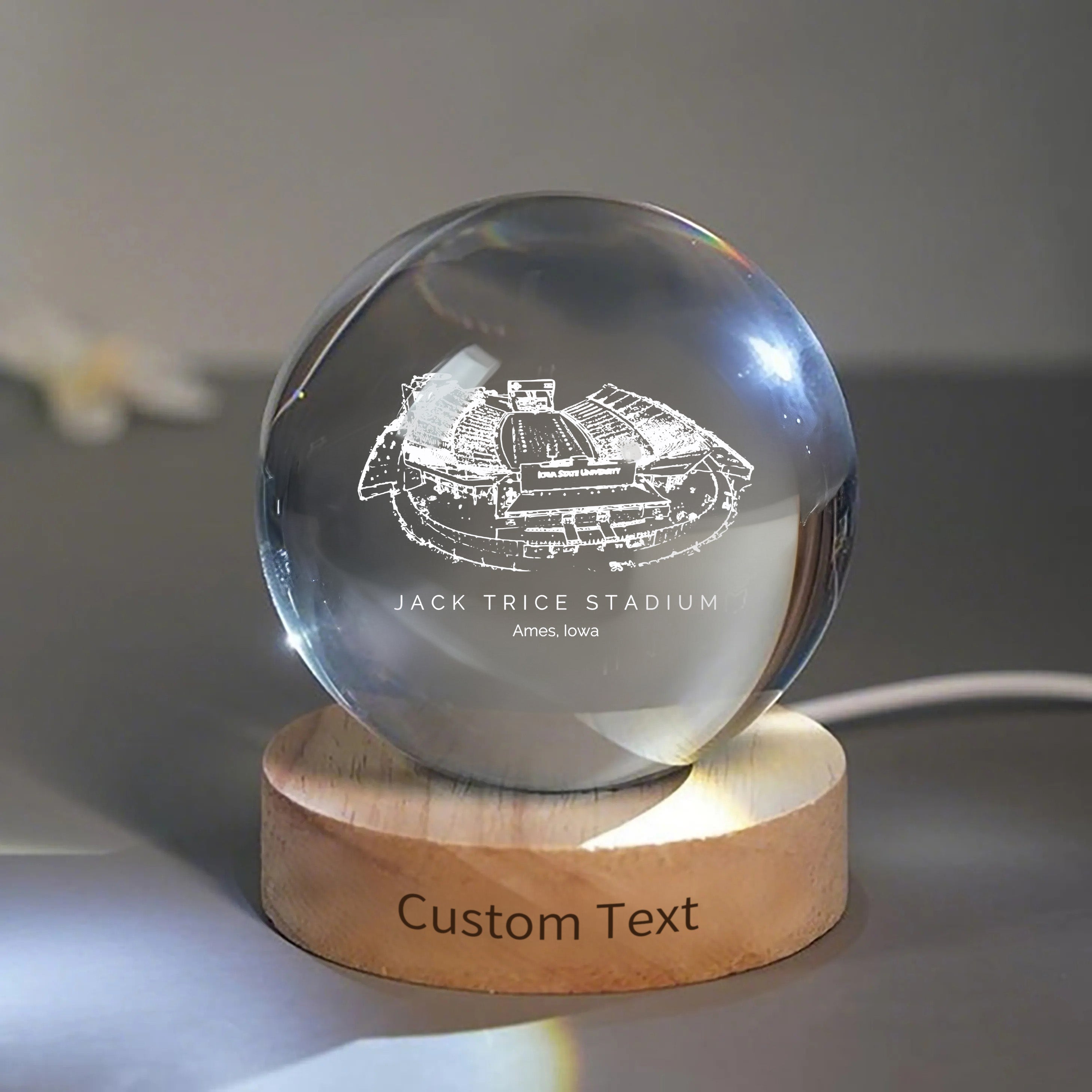 Jack Trice Stadium 3D Spherical Crystal Ball Lamp | Game Day, Christmas for Sports Fans