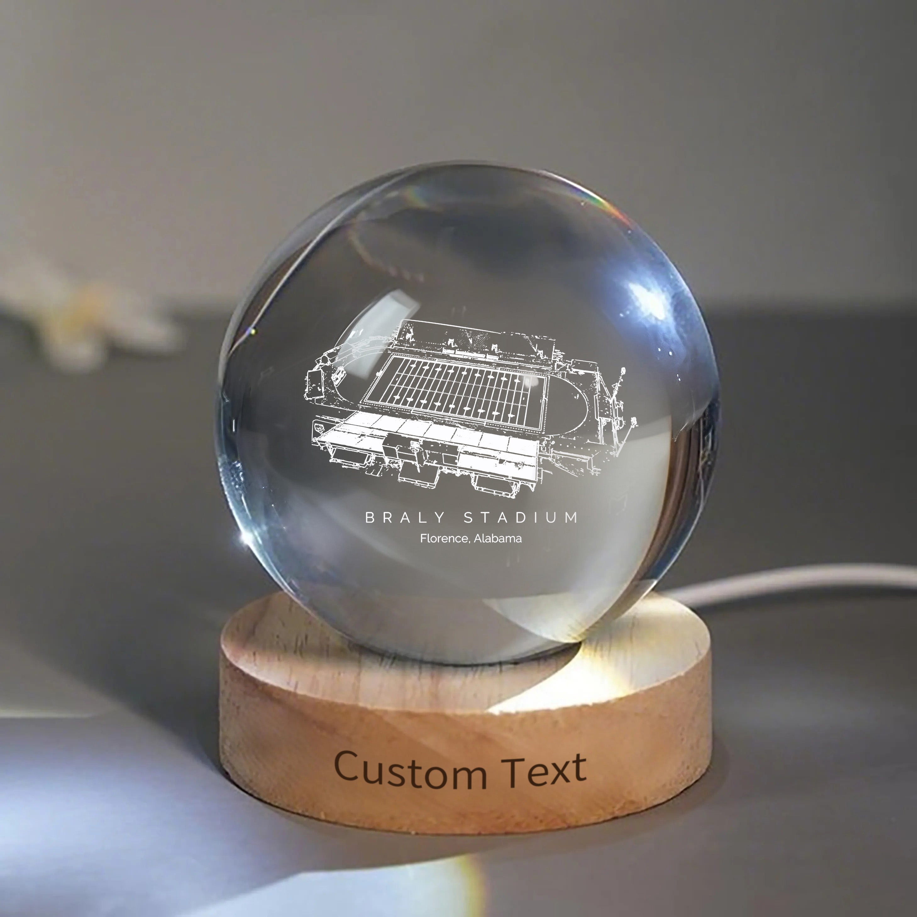 Braly Stadium 3D Spherical Crystal Ball Lamp | Game Day, Christmas for Sports Fans