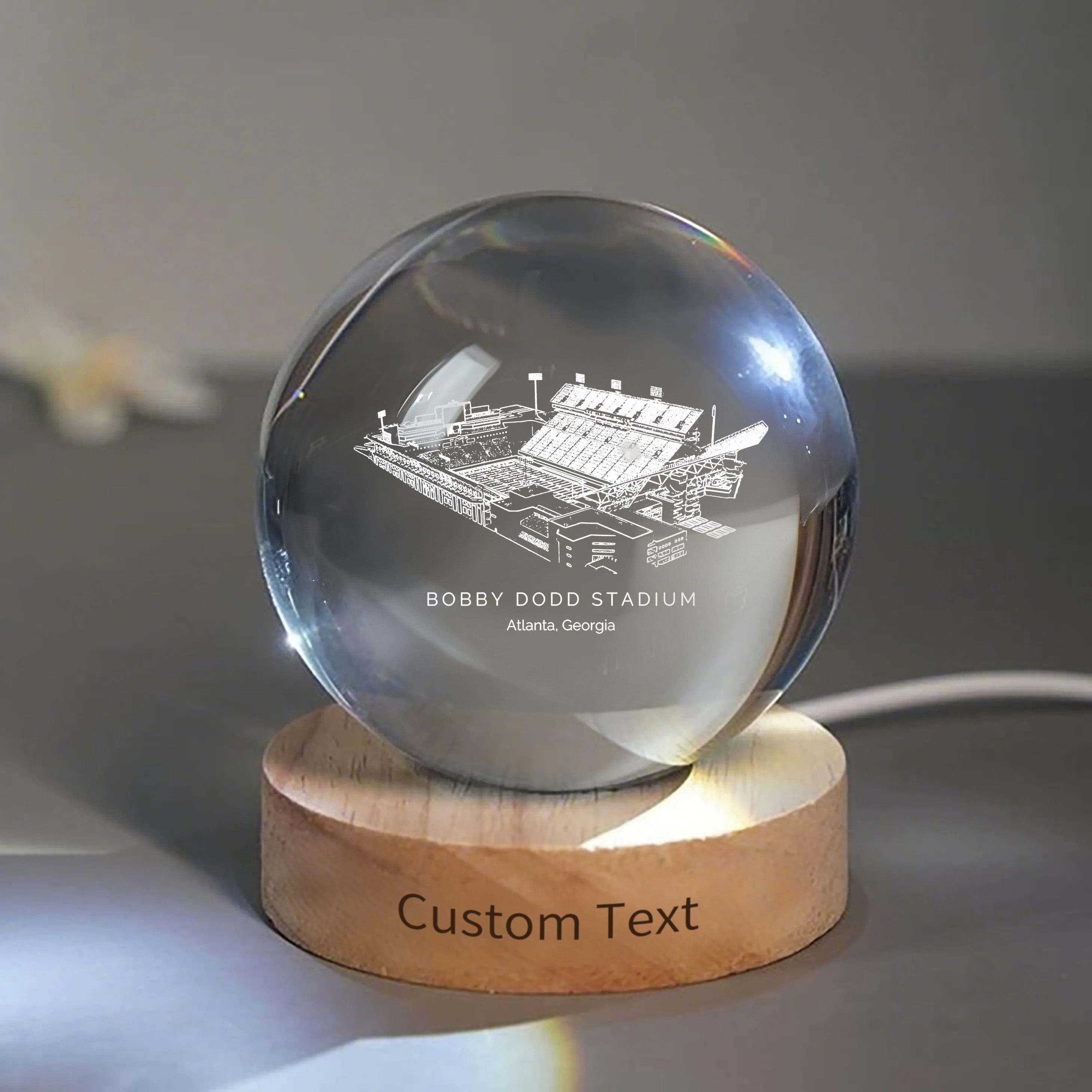 Bobby Dodd Stadium 3D Spherical Crystal Ball Lamp | Game Day, Christmas for Sports Fans