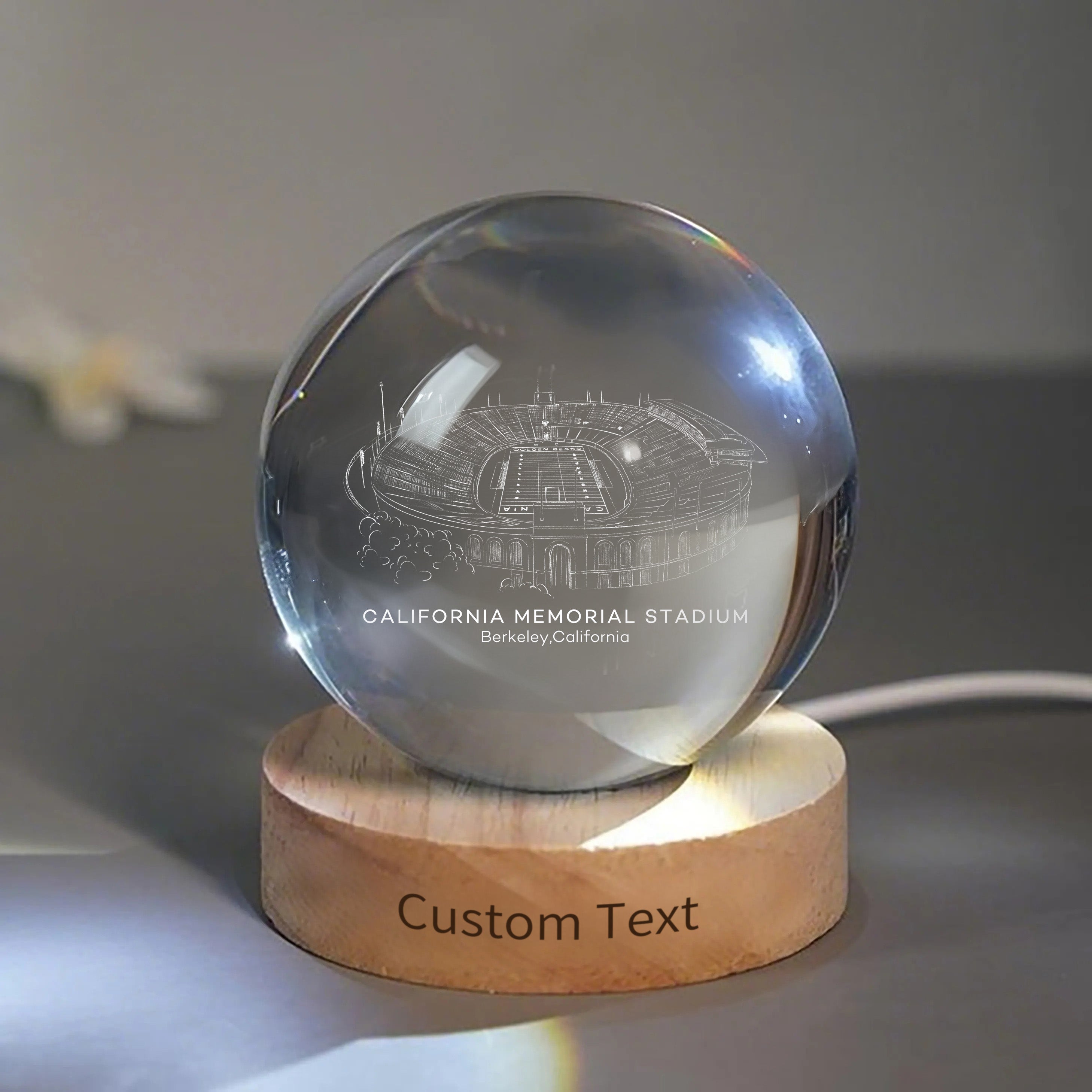 California Memoria Stadium 3D Spherical Crystal Ball Lamp | Game Day, Christmas for Sports Fans