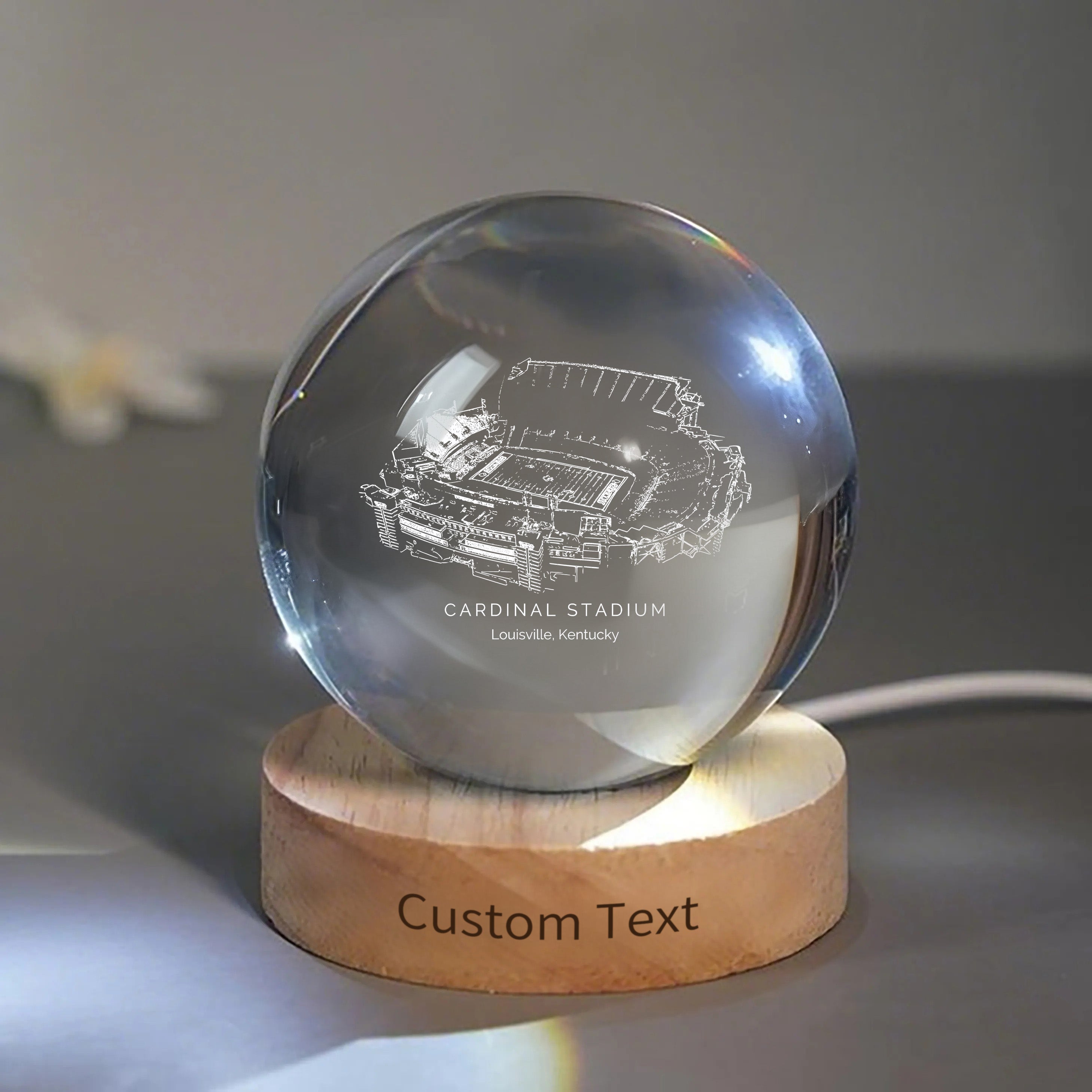 Cardinal Stadium 3D Spherical Crystal Ball Lamp | Game Day, Christmas for Sports Fans