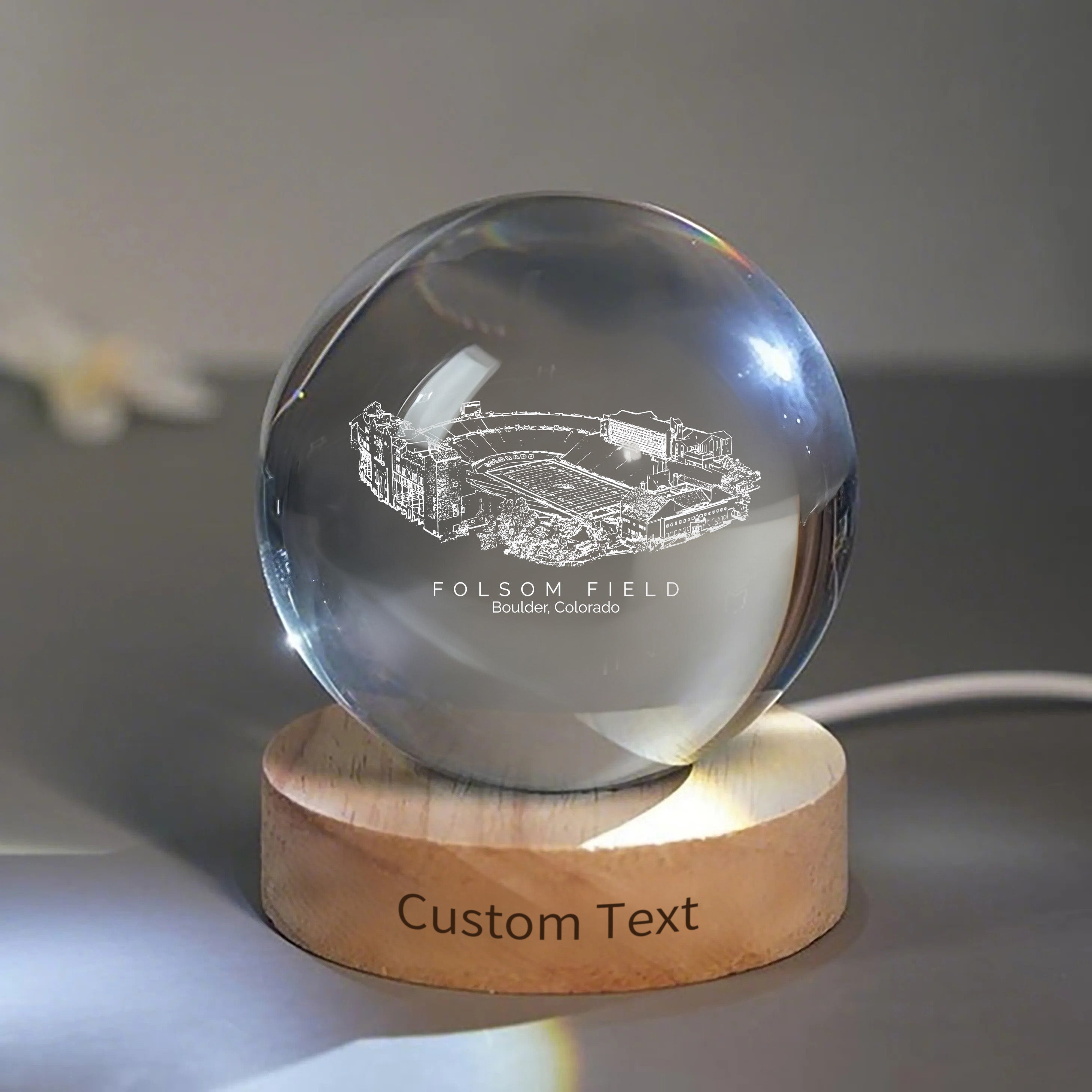Folsom Field 3D Spherical Crystal Ball Lamp | Game Day, Christmas for Sports Fans