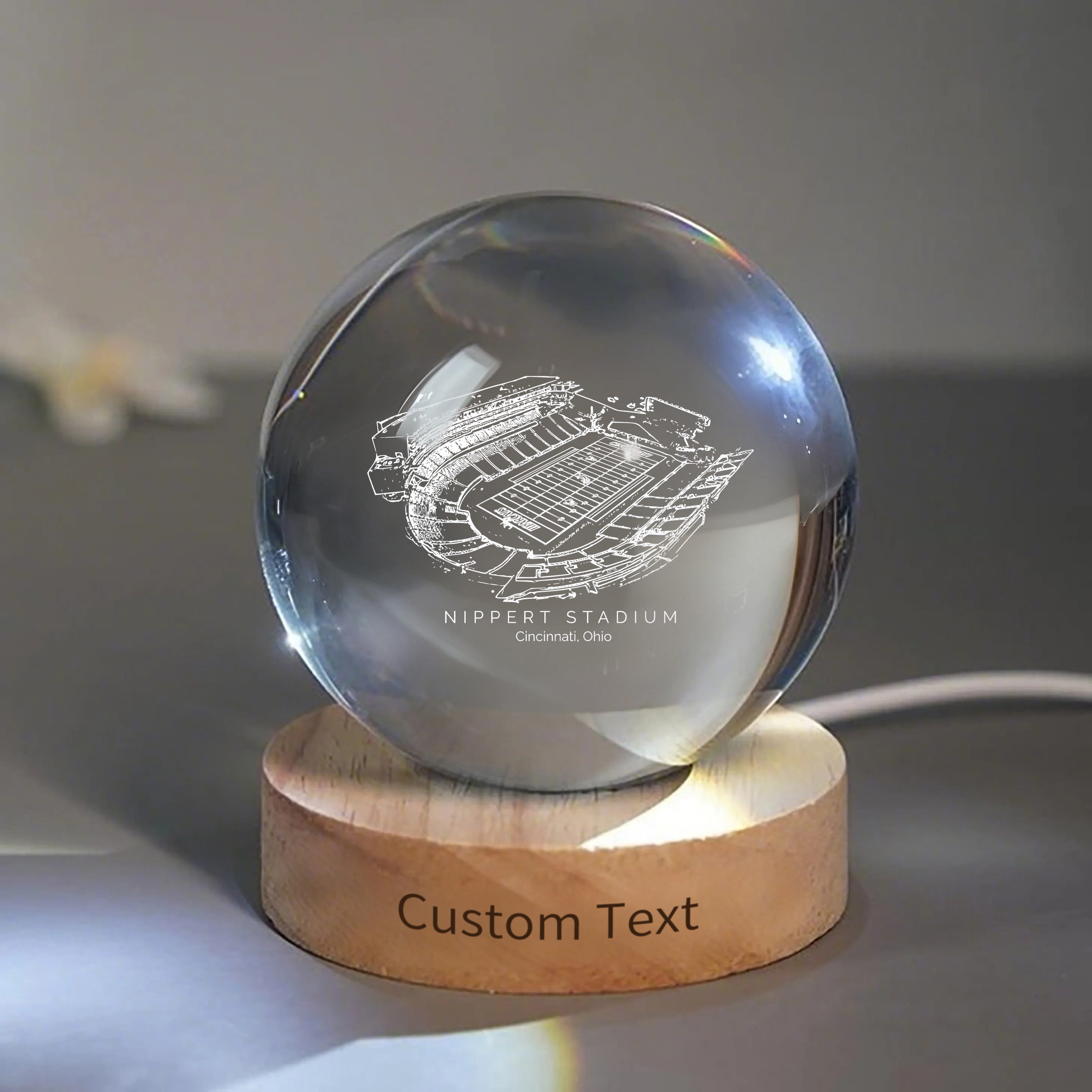 Nippert Stadium 3D Spherical Crystal Ball Lamp | Game Day, Christmas for Sports Fans