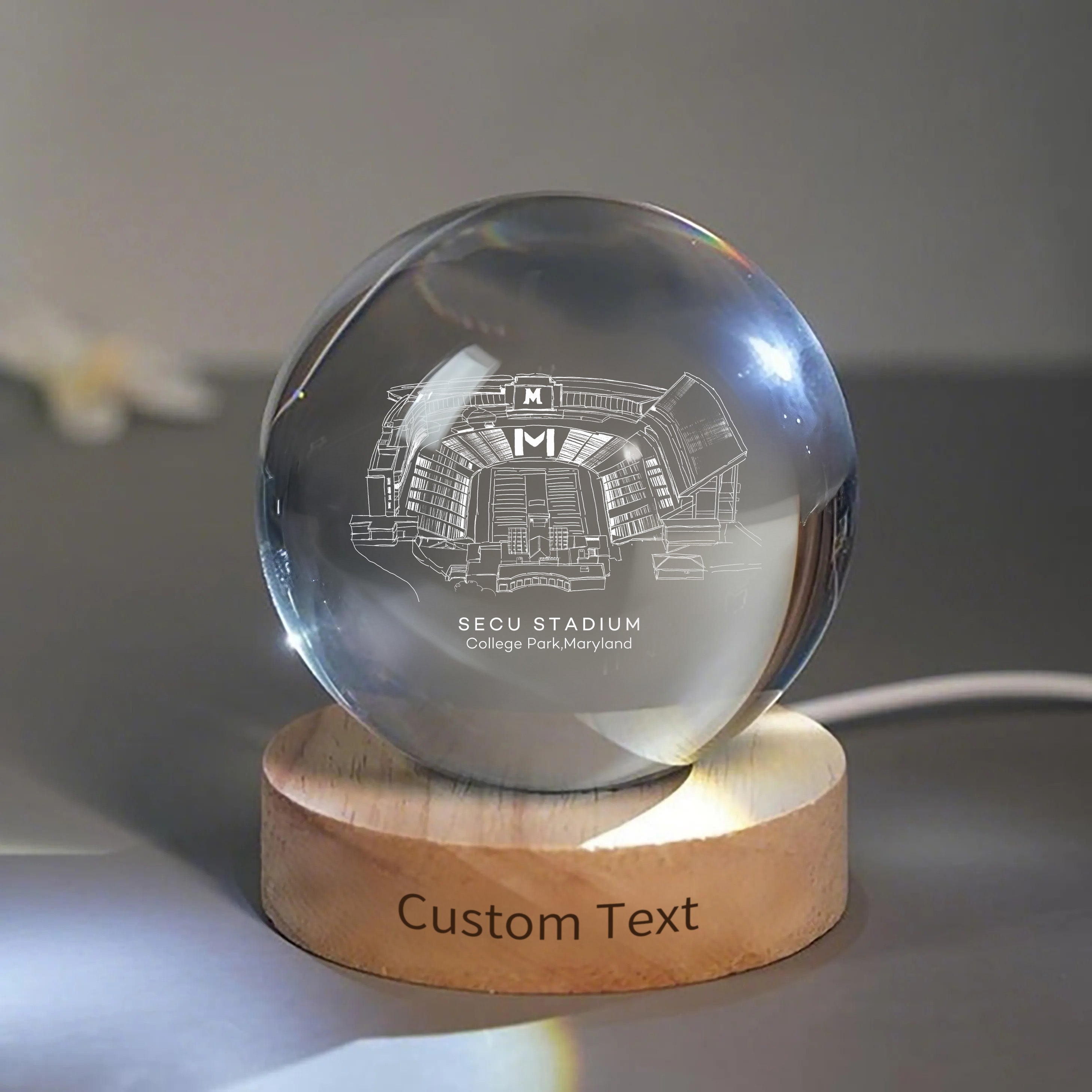 SECU Stadium 3D Spherical Crystal Ball Lamp | Game Day, Christmas for Sports Fans